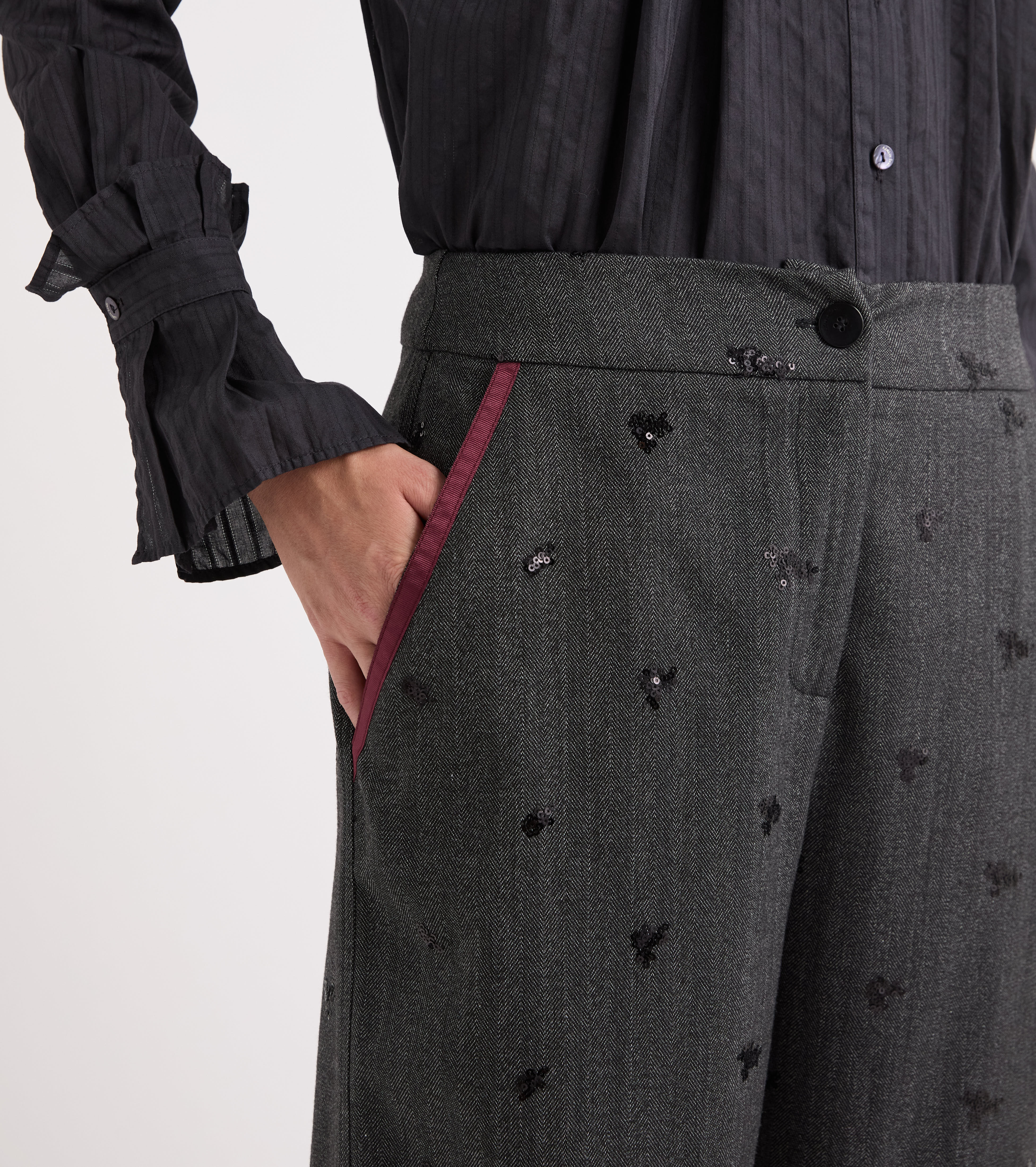 Pantaloni cropped con risvolto sale pepe
