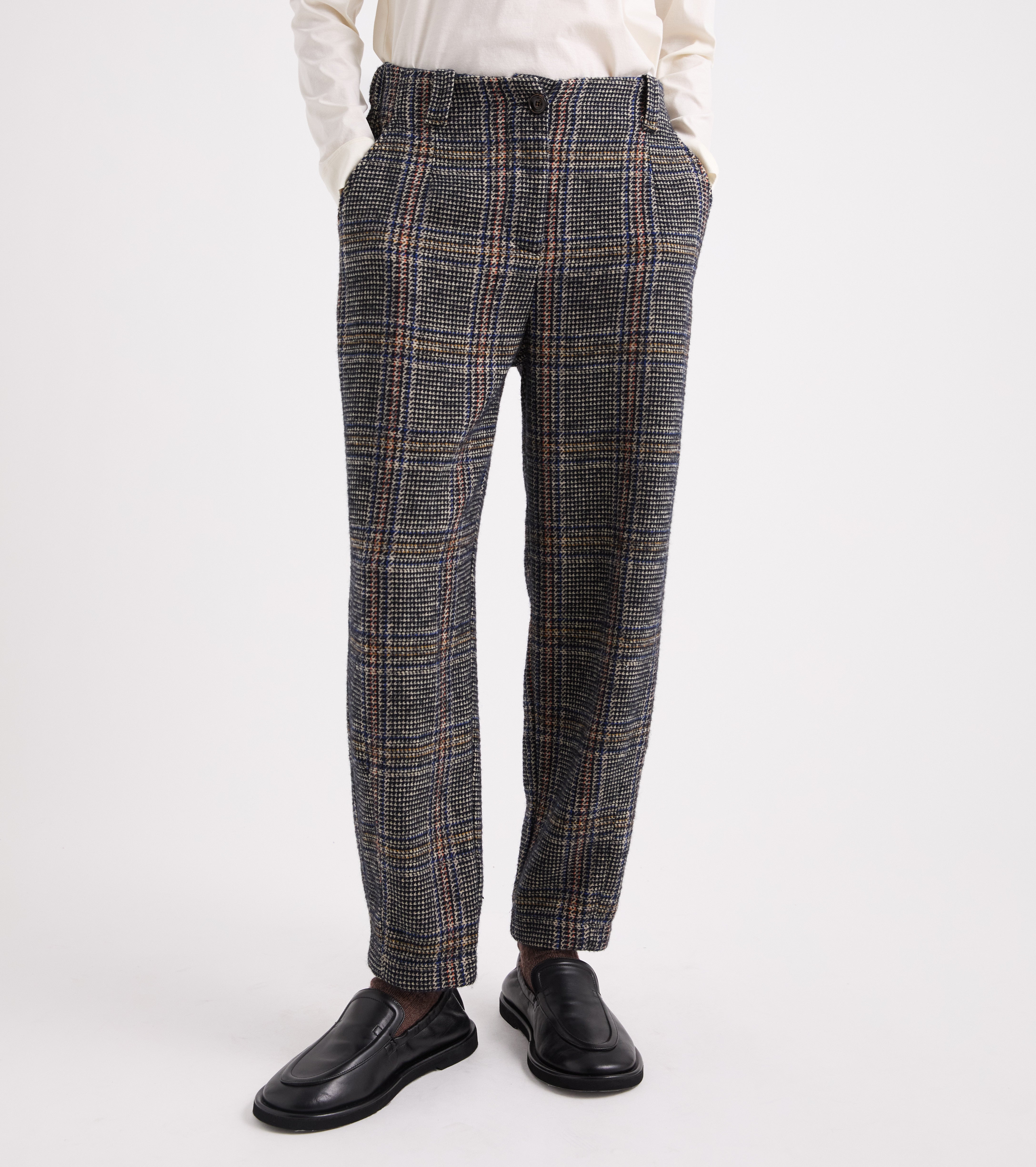 Pantalones cortos de cintura alta a cuadros azules