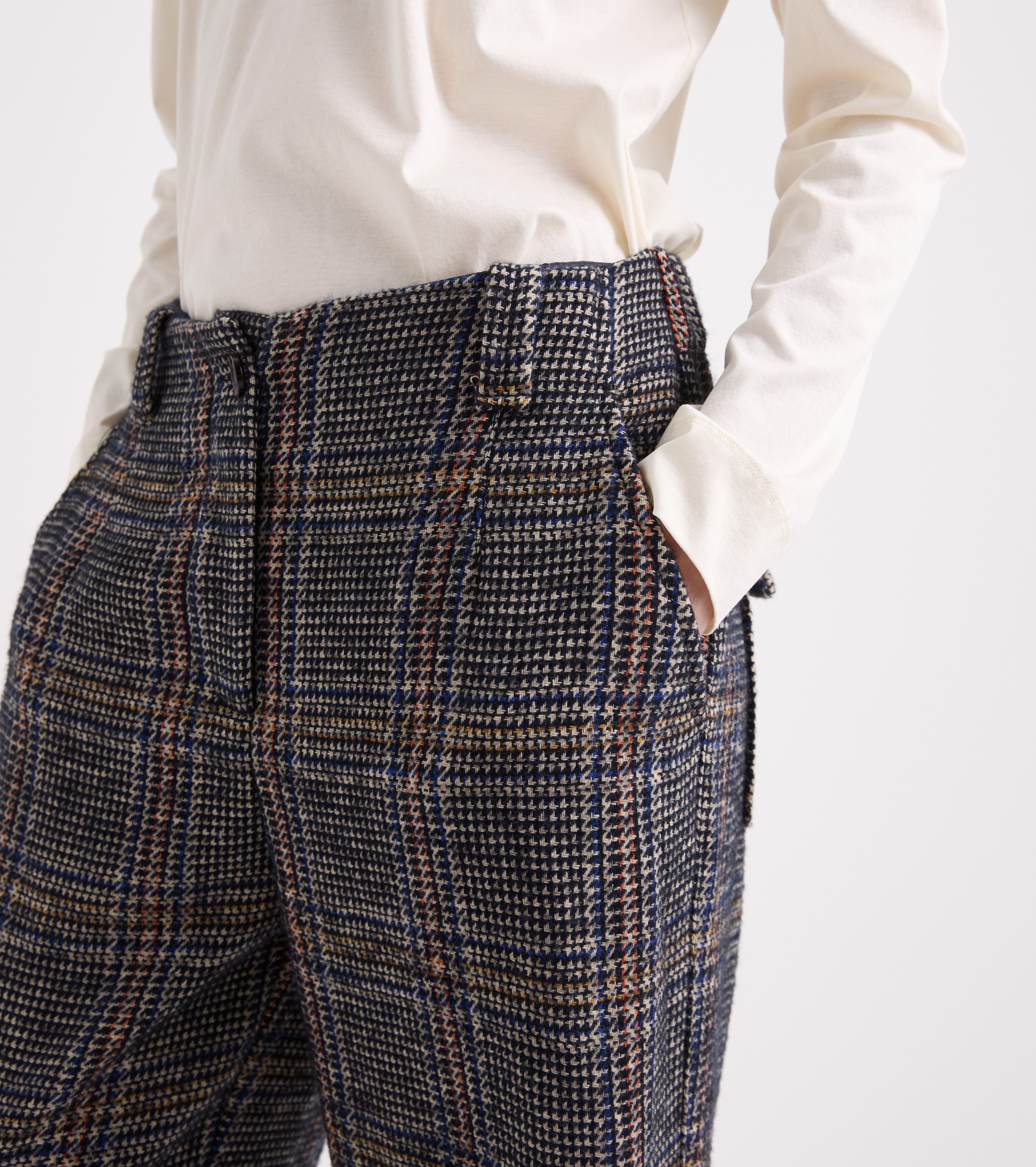 Pantalones cortos de cintura alta a cuadros azules
