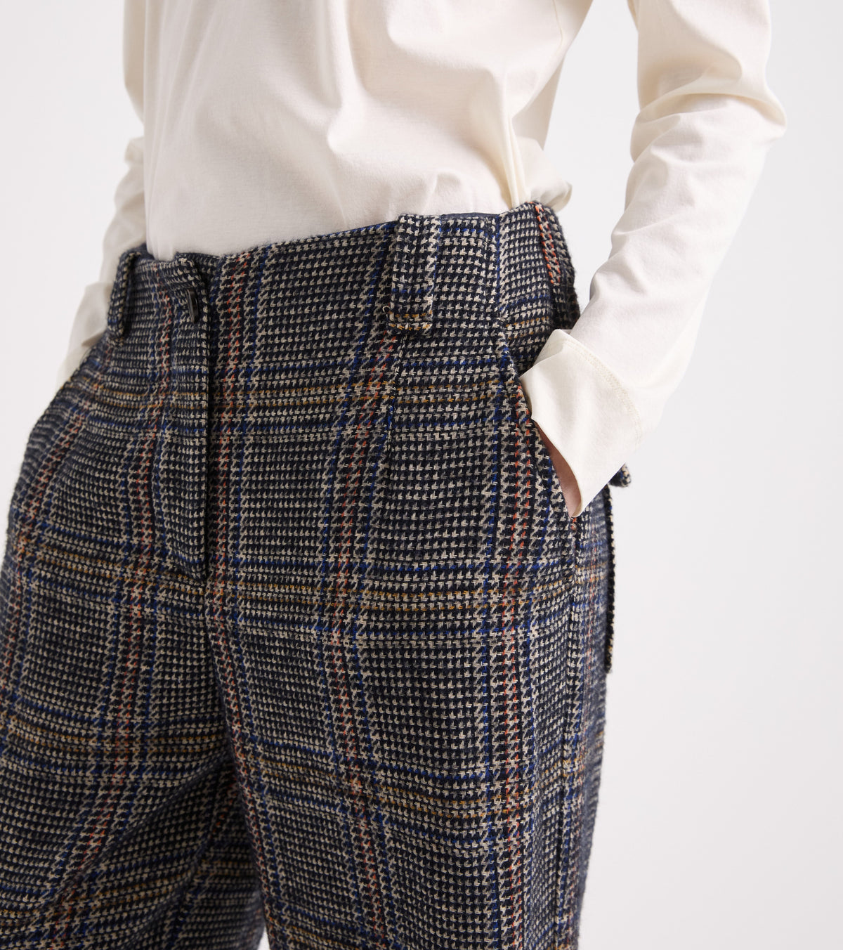 Pantalones cortos de cintura alta a cuadros azules