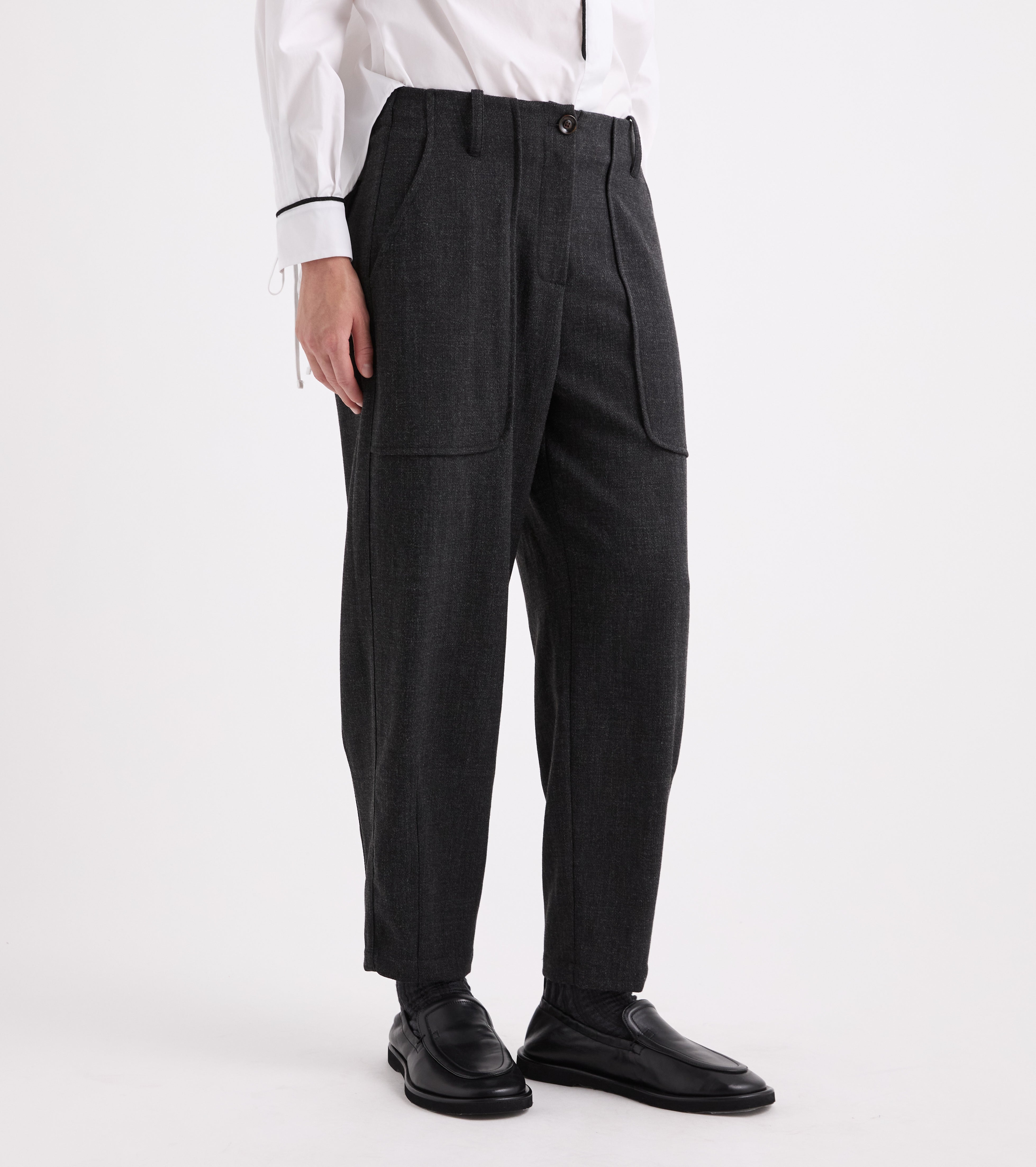 Pantaloni cropped in viscosa stretch