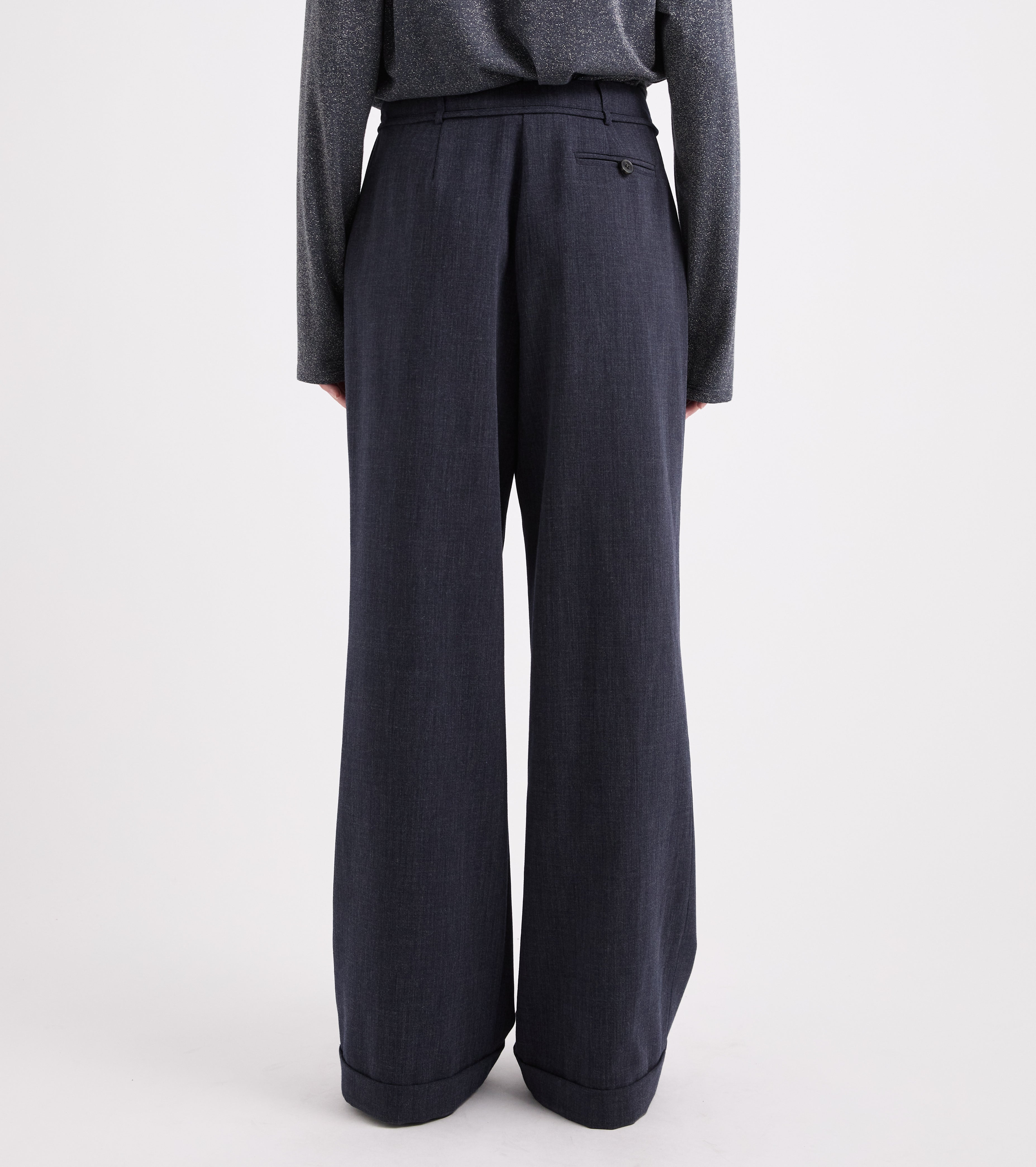 Pantaloni a vita alta con risvolto