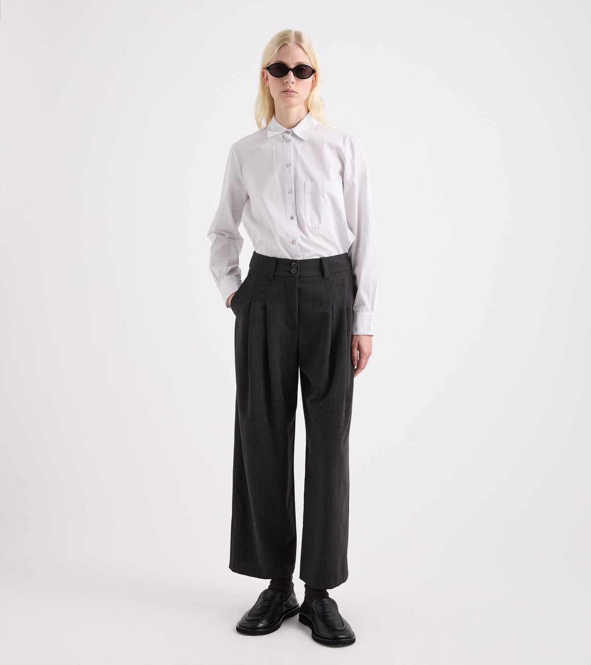 Pantaloni a palazzo in viscosa stretch nero