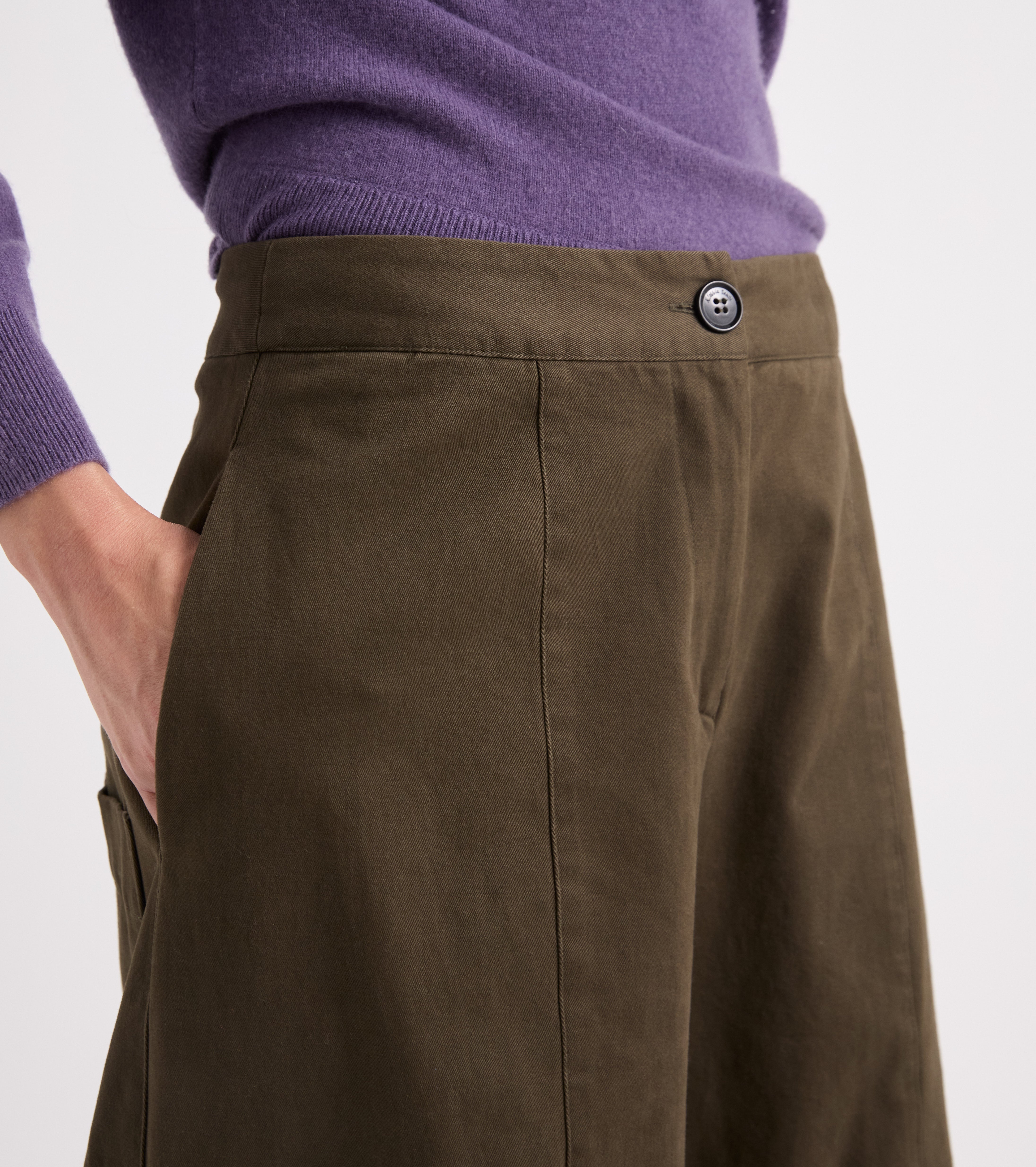 Pantaloni cropped in twill stretch