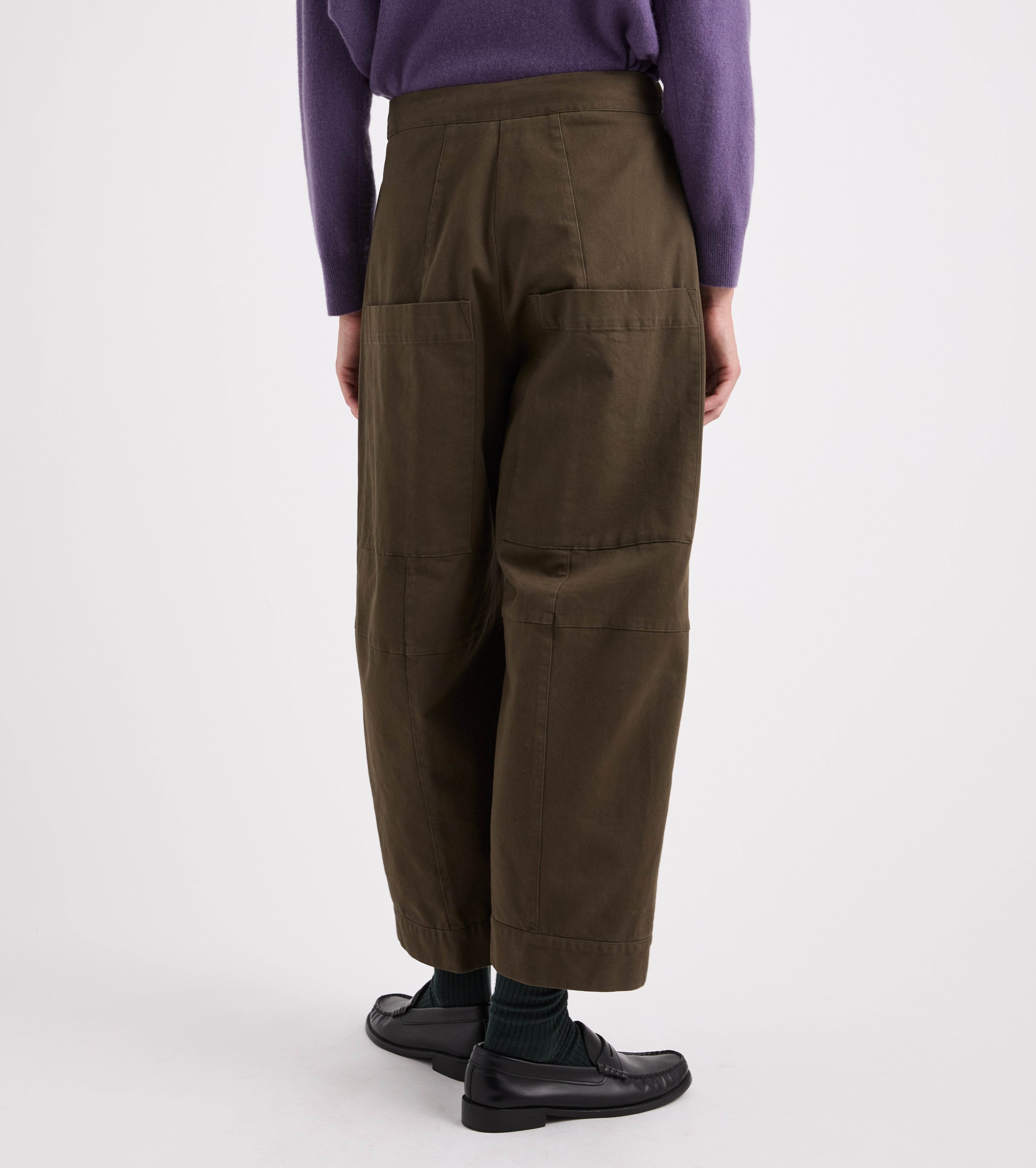 Pantaloni cropped in twill stretch