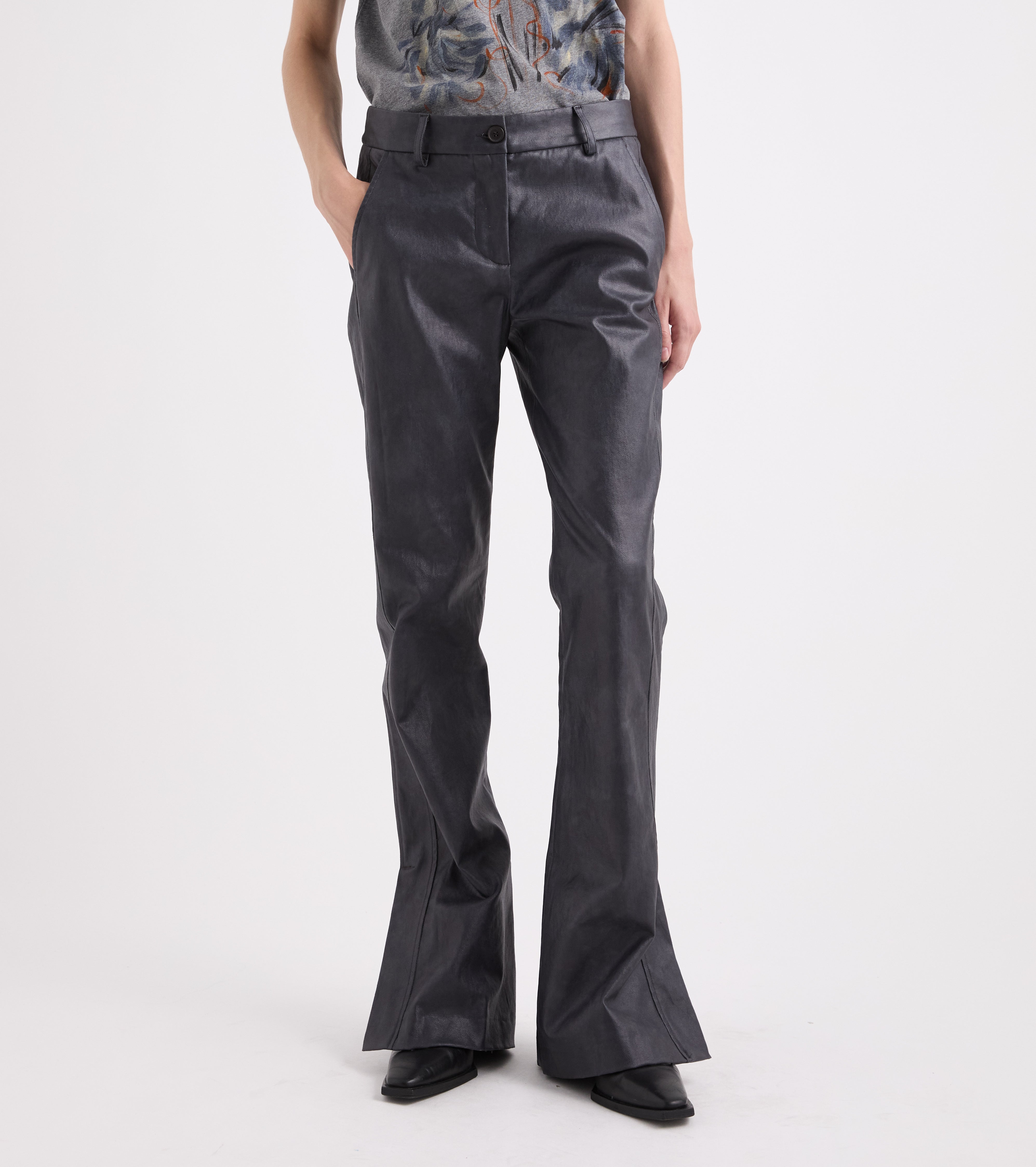 Pantaloni flare con spacchi al fondo multicolor