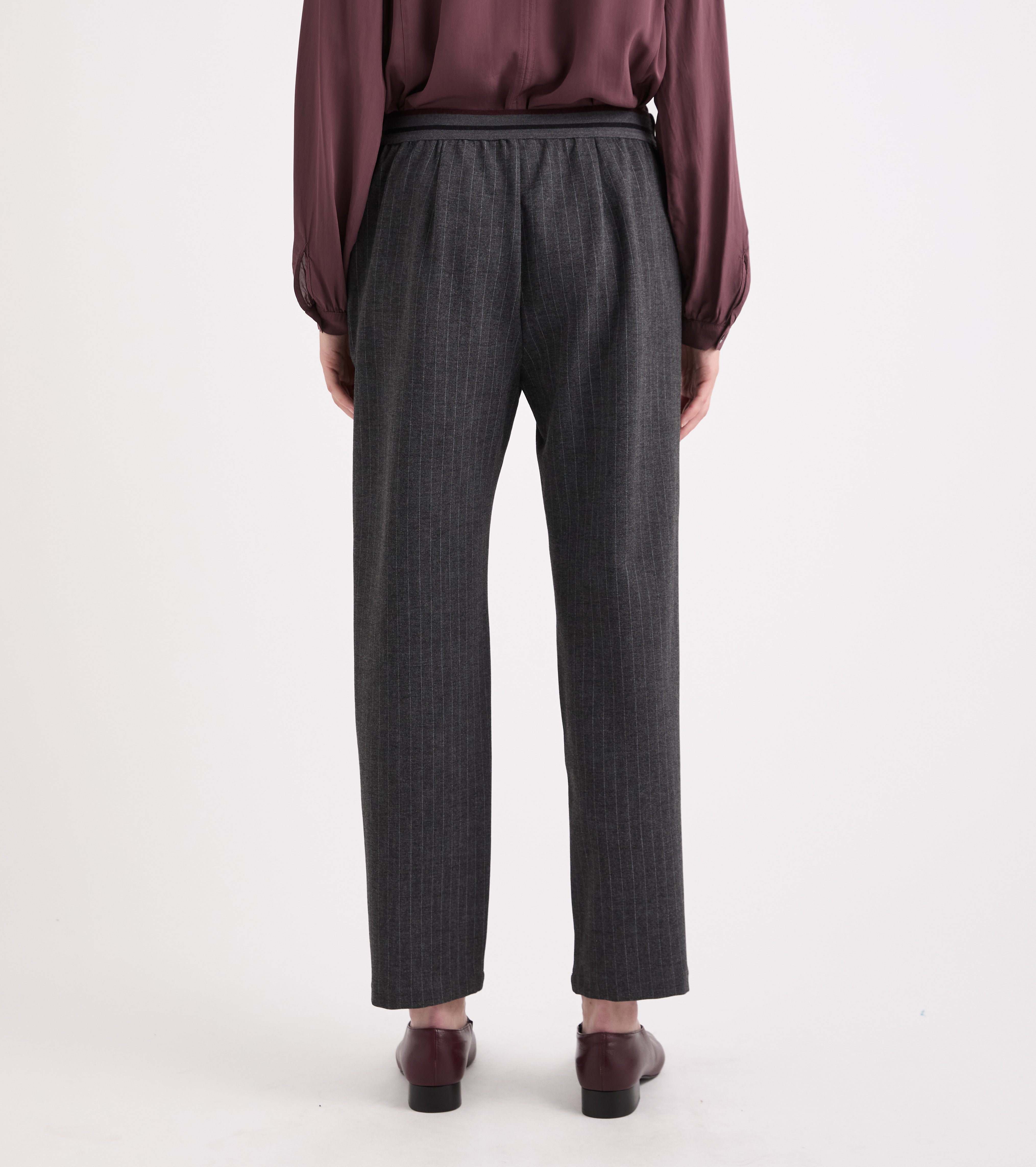 Pantaloni cropped in viscosa a righe