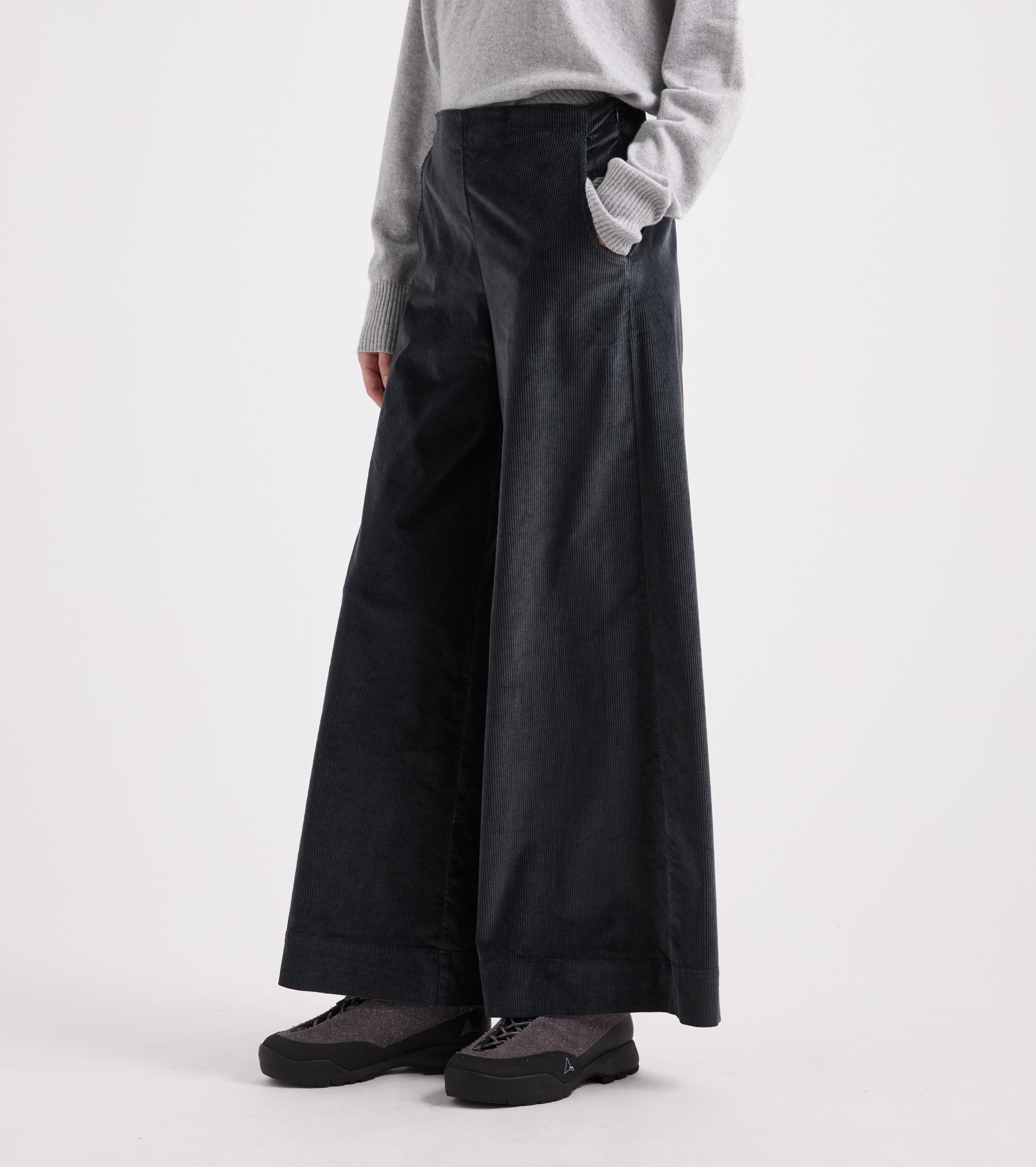 Pantaloni a palazzo in velluto di cotone multicolor