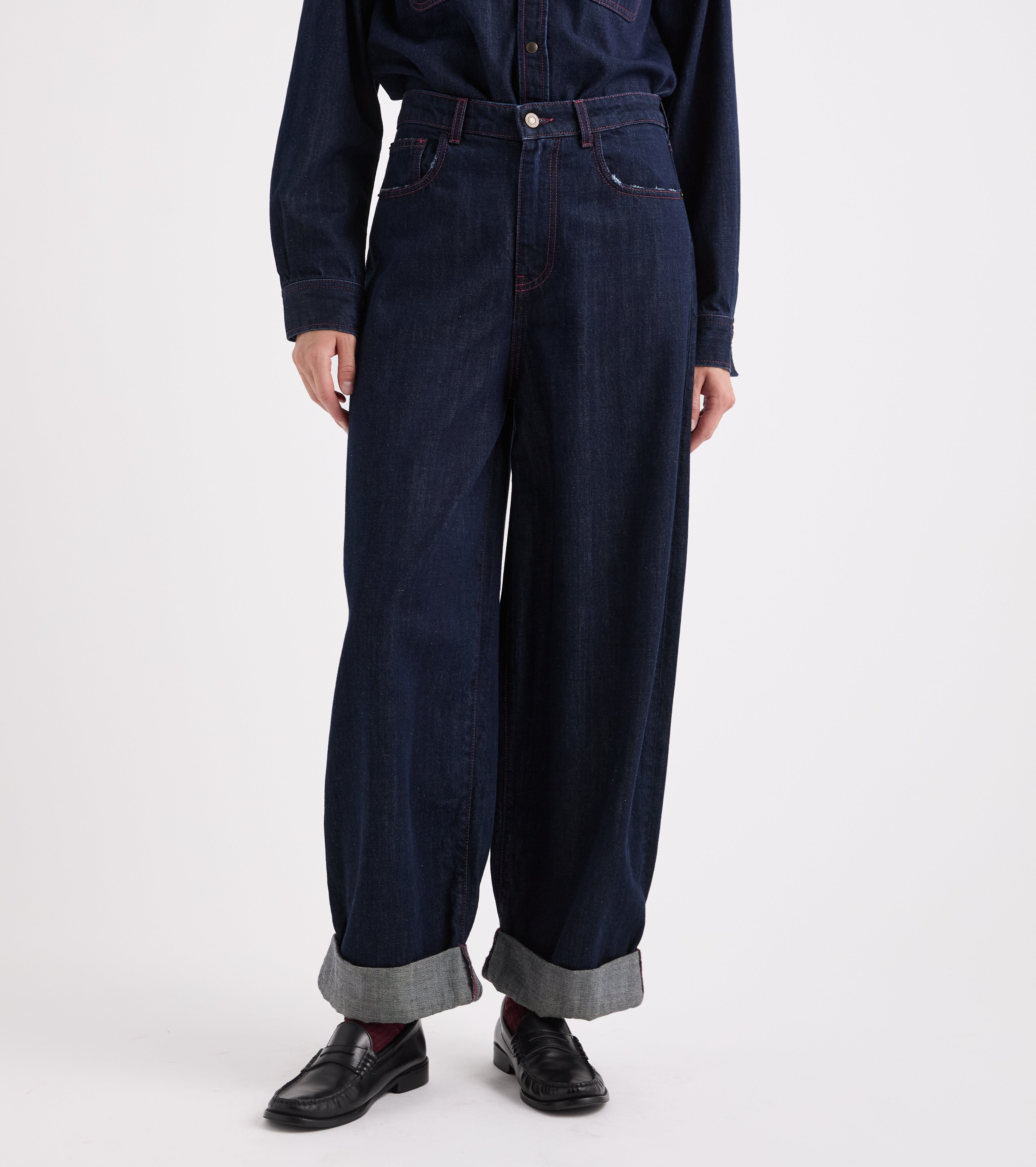 Jeans wide leg in cotone