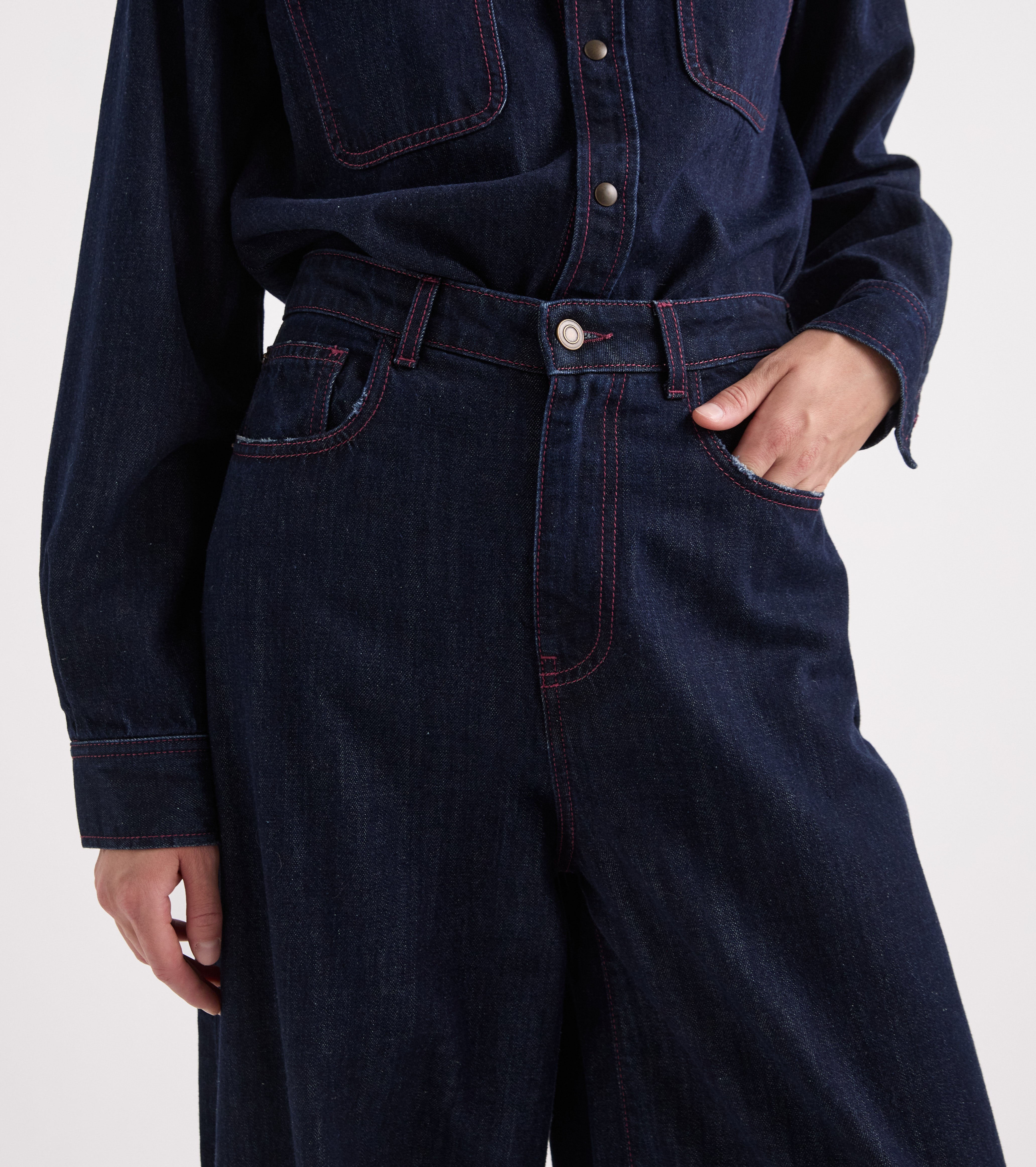 Wide-leg cotton jeans