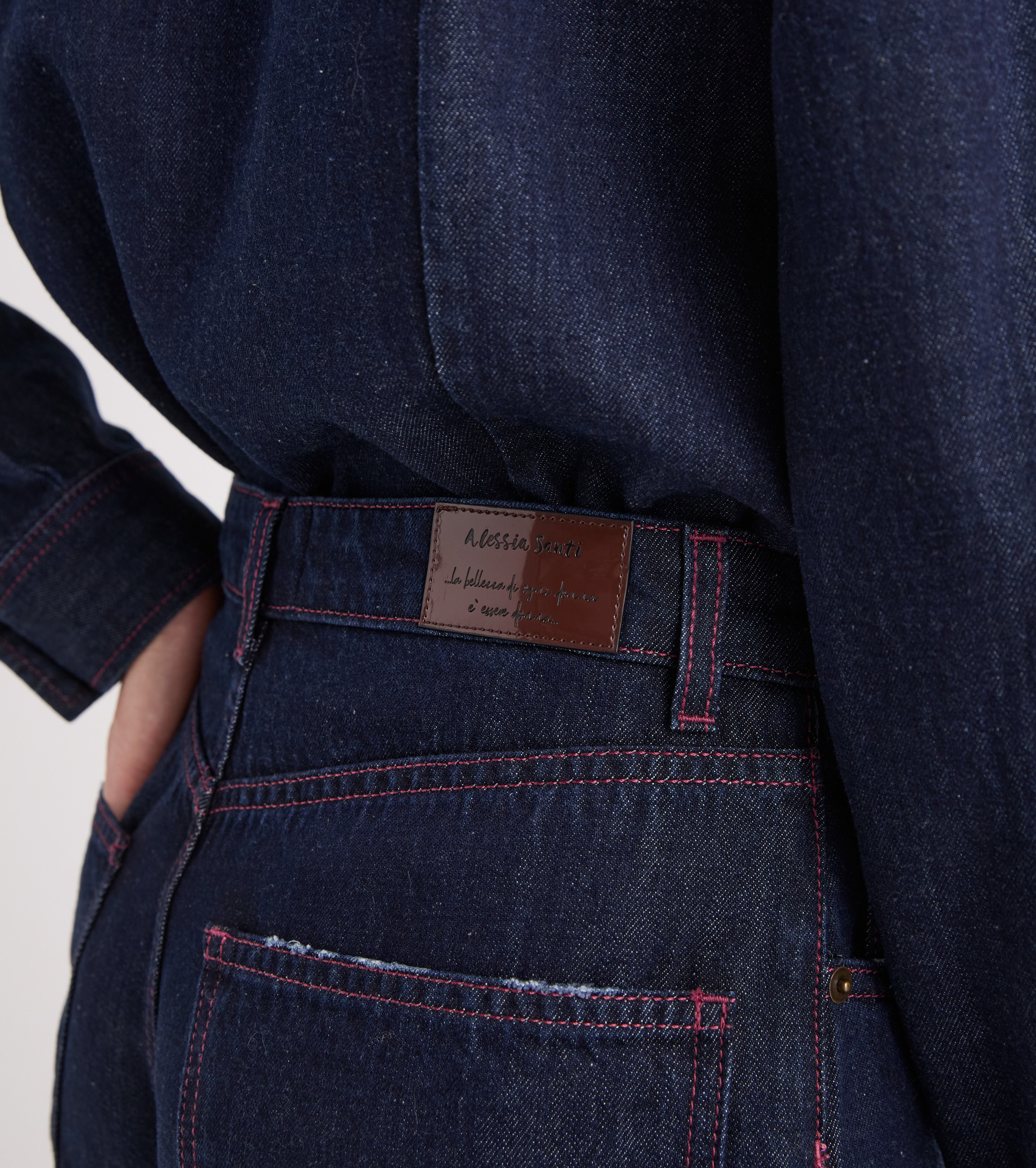 Wide-leg cotton jeans