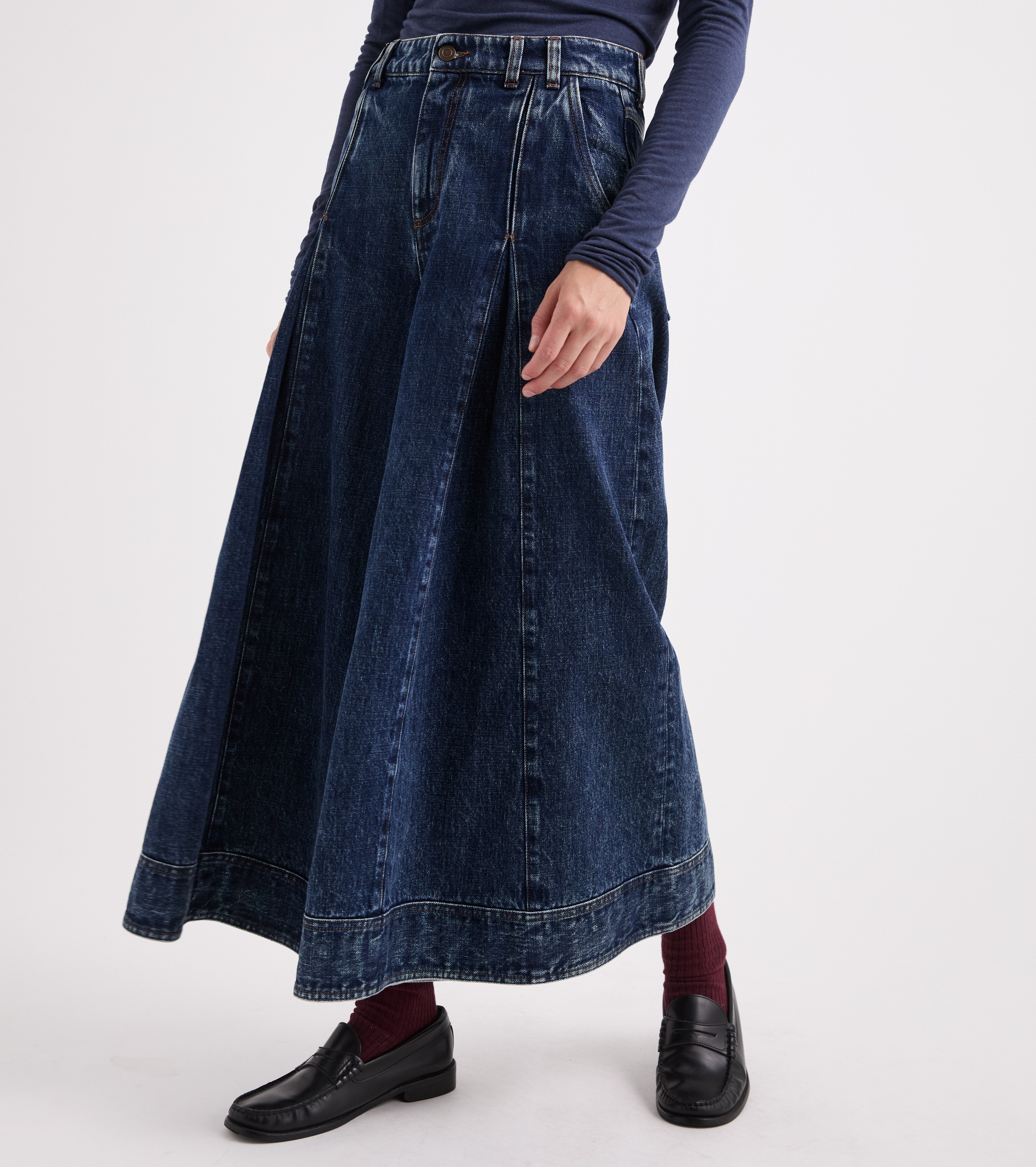 Jeans in cotone con pieghe