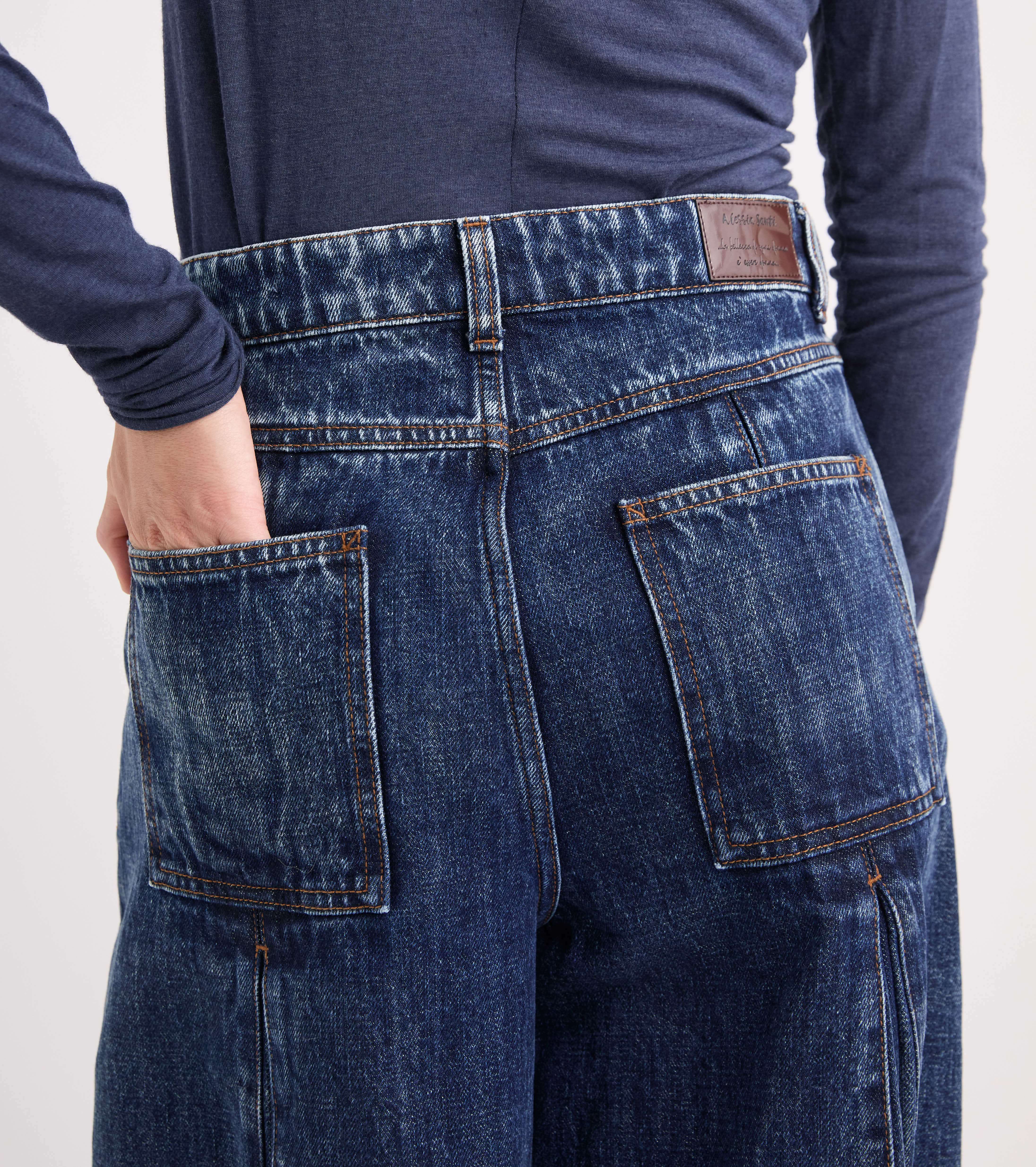 Jeans in cotone con pieghe