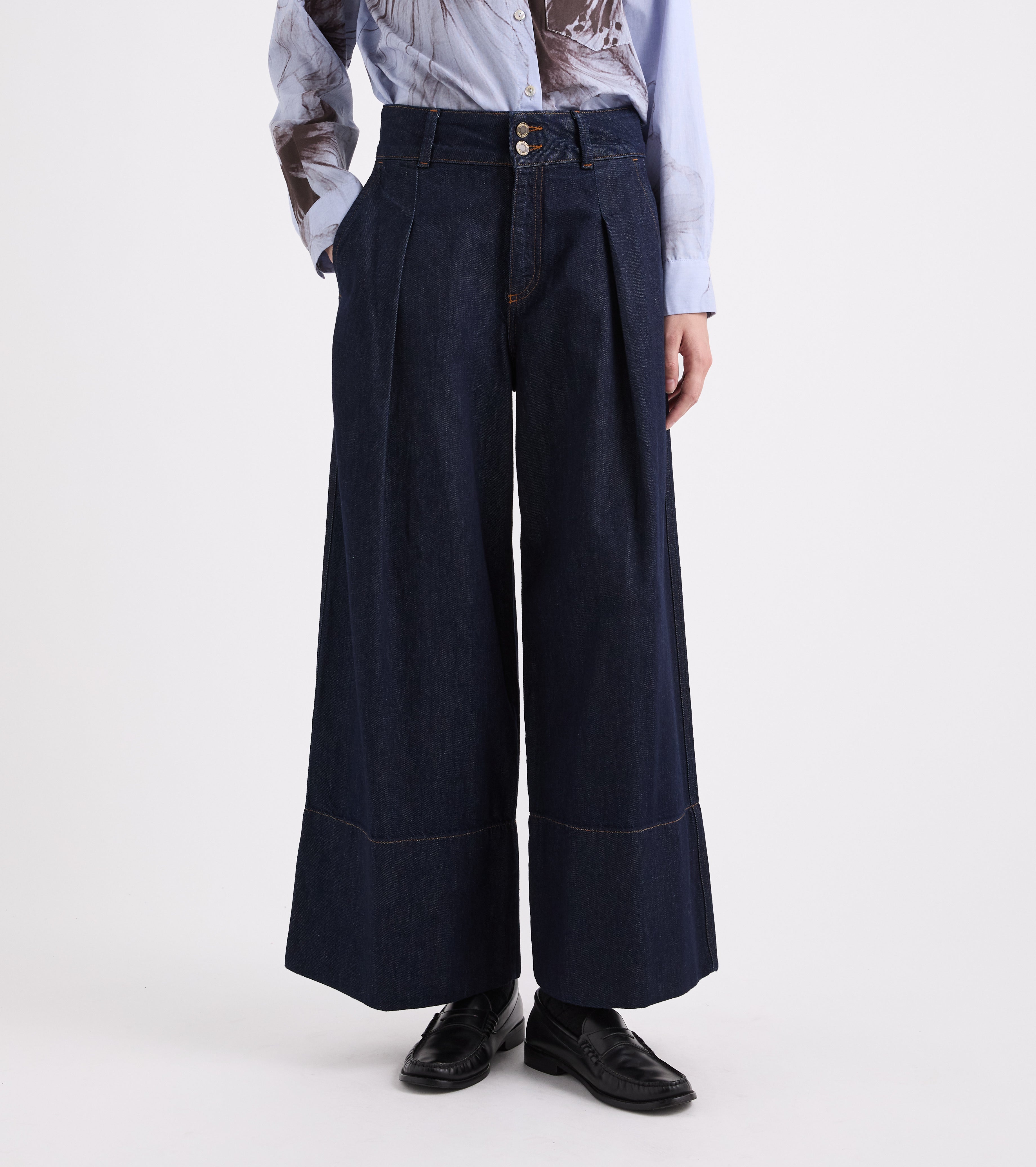 Jeans a palazzo in cotone