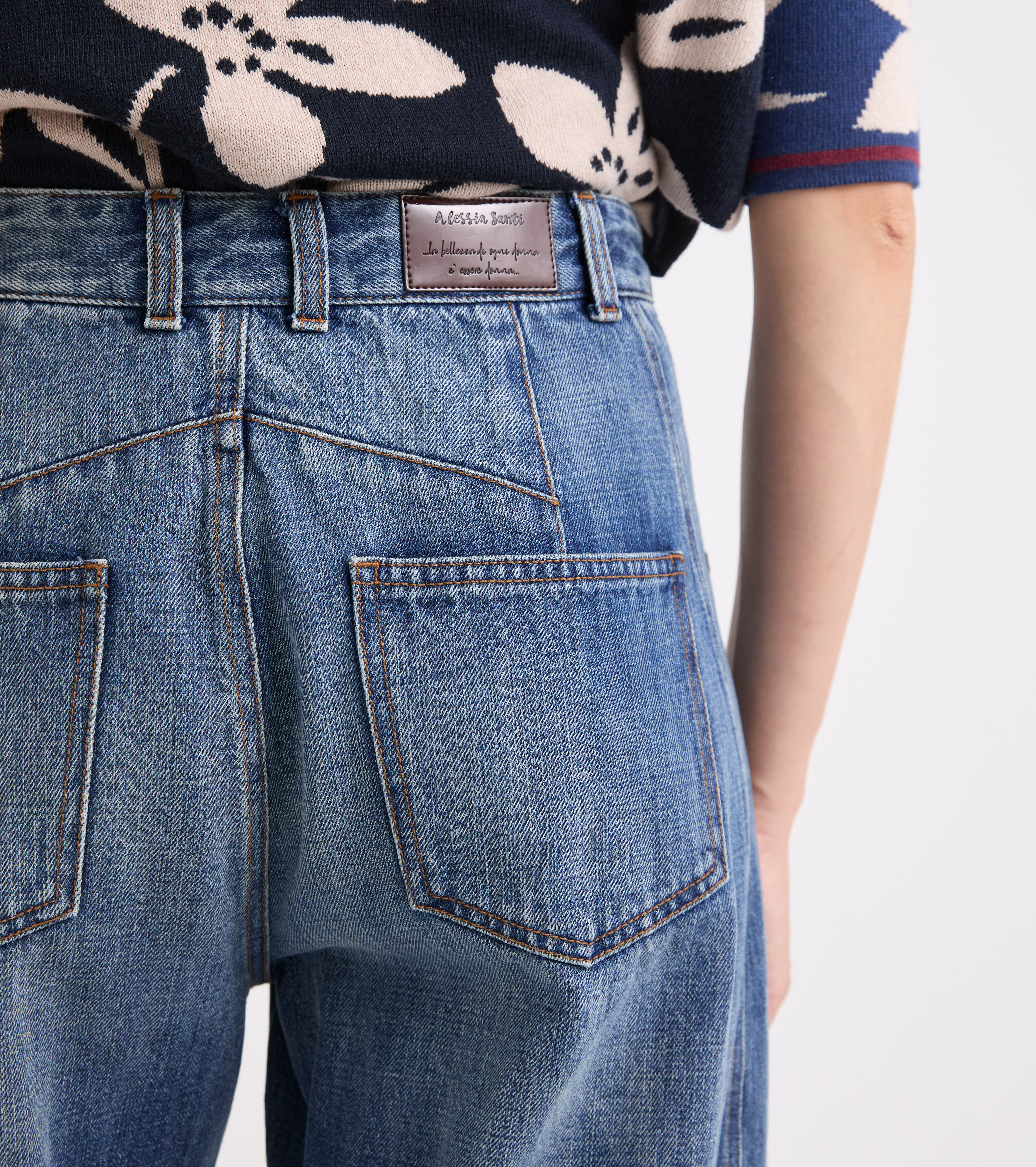 Jeans in denim di cotone effetto used