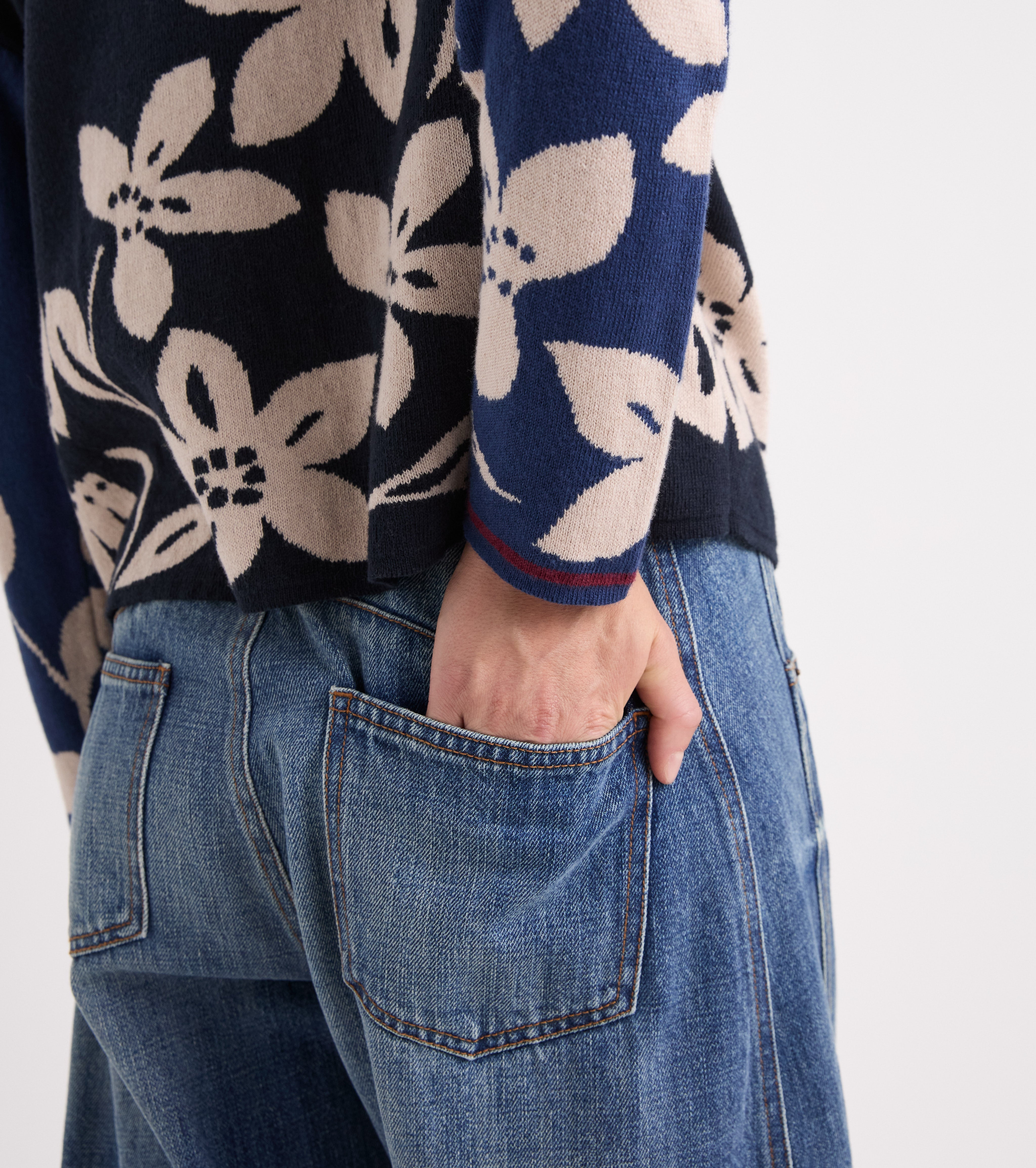 Jeans in denim di cotone effetto used