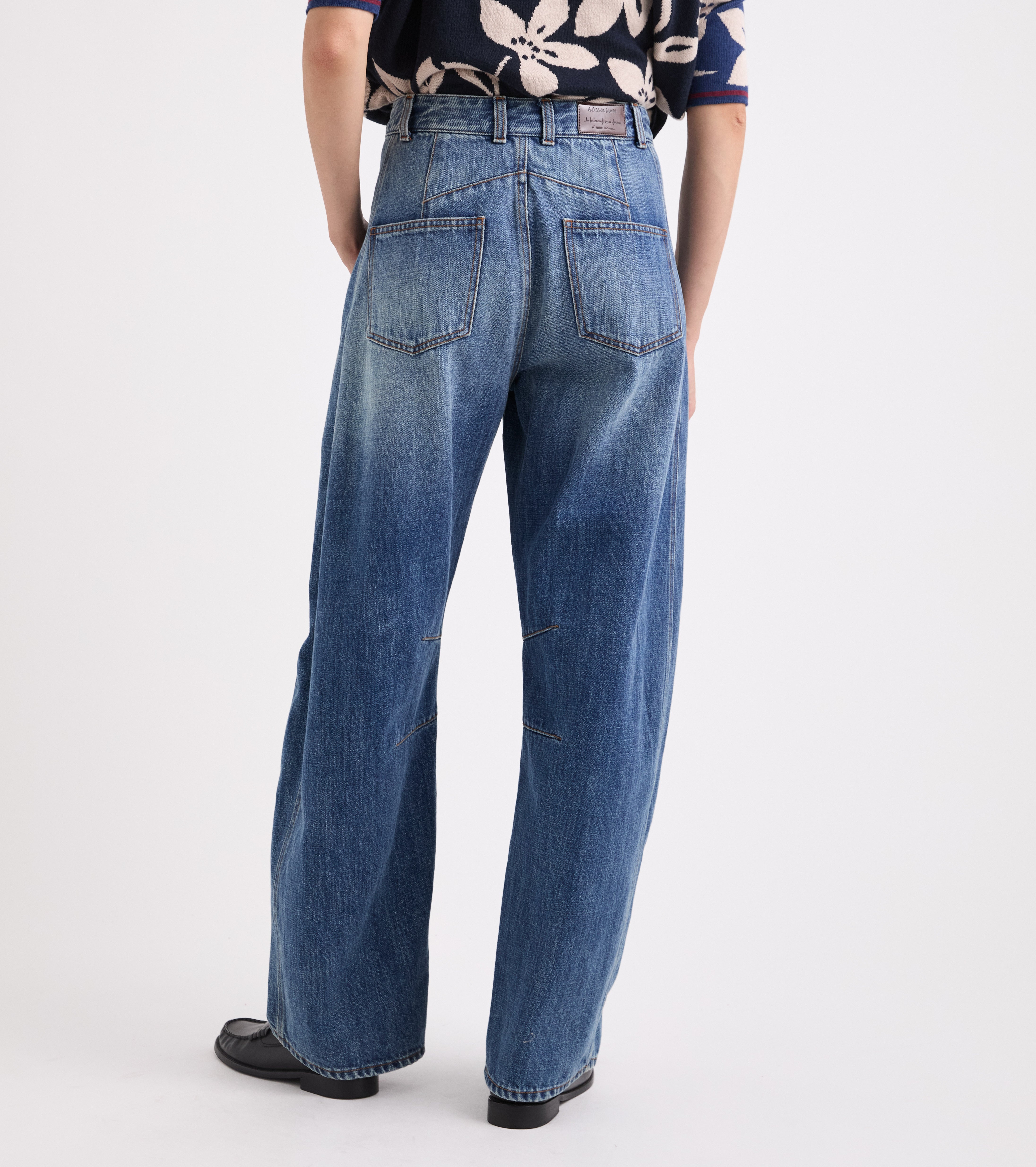 Jeans in denim di cotone effetto used
