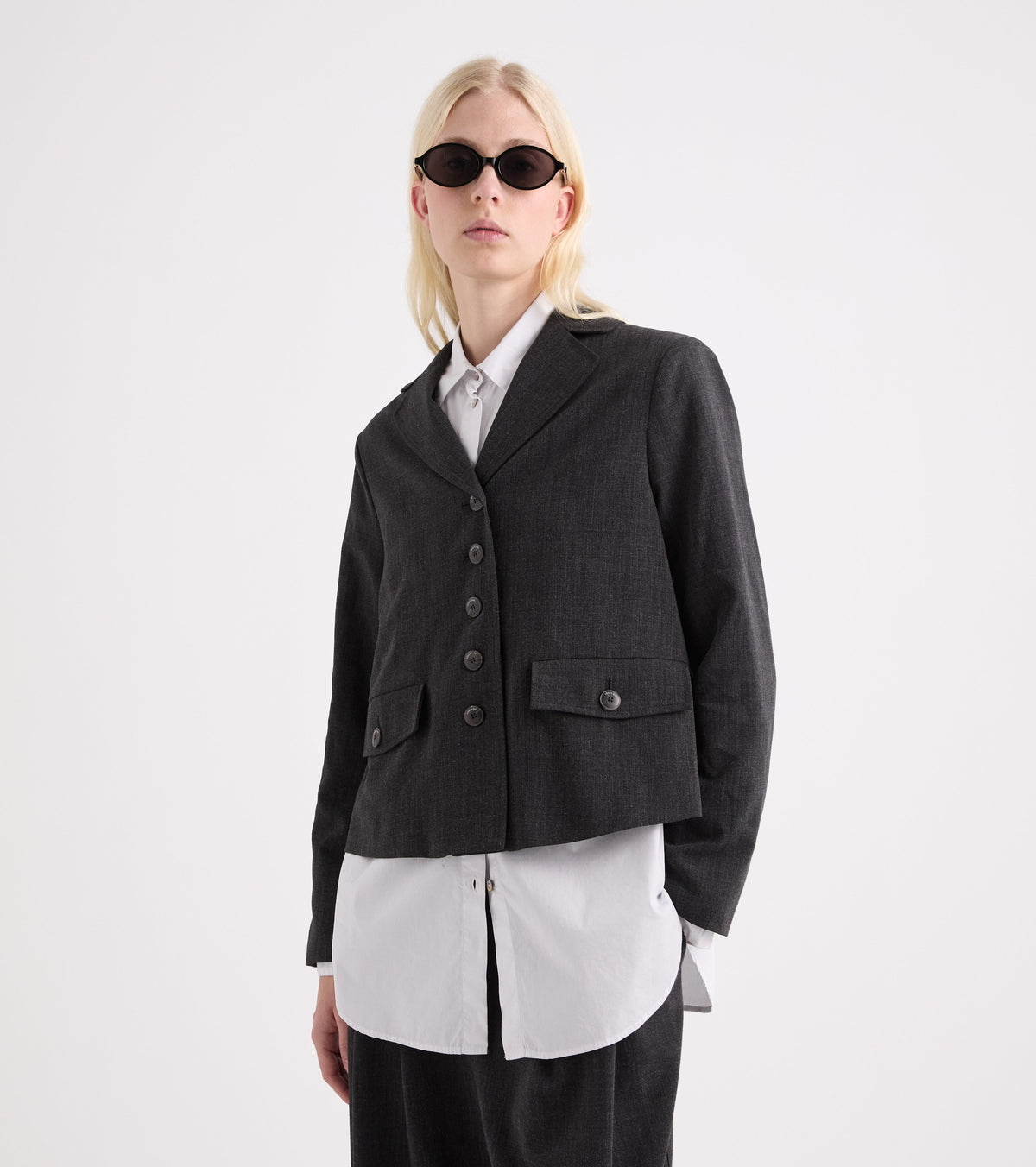 Giacca monopetto in viscosa stretch marrone