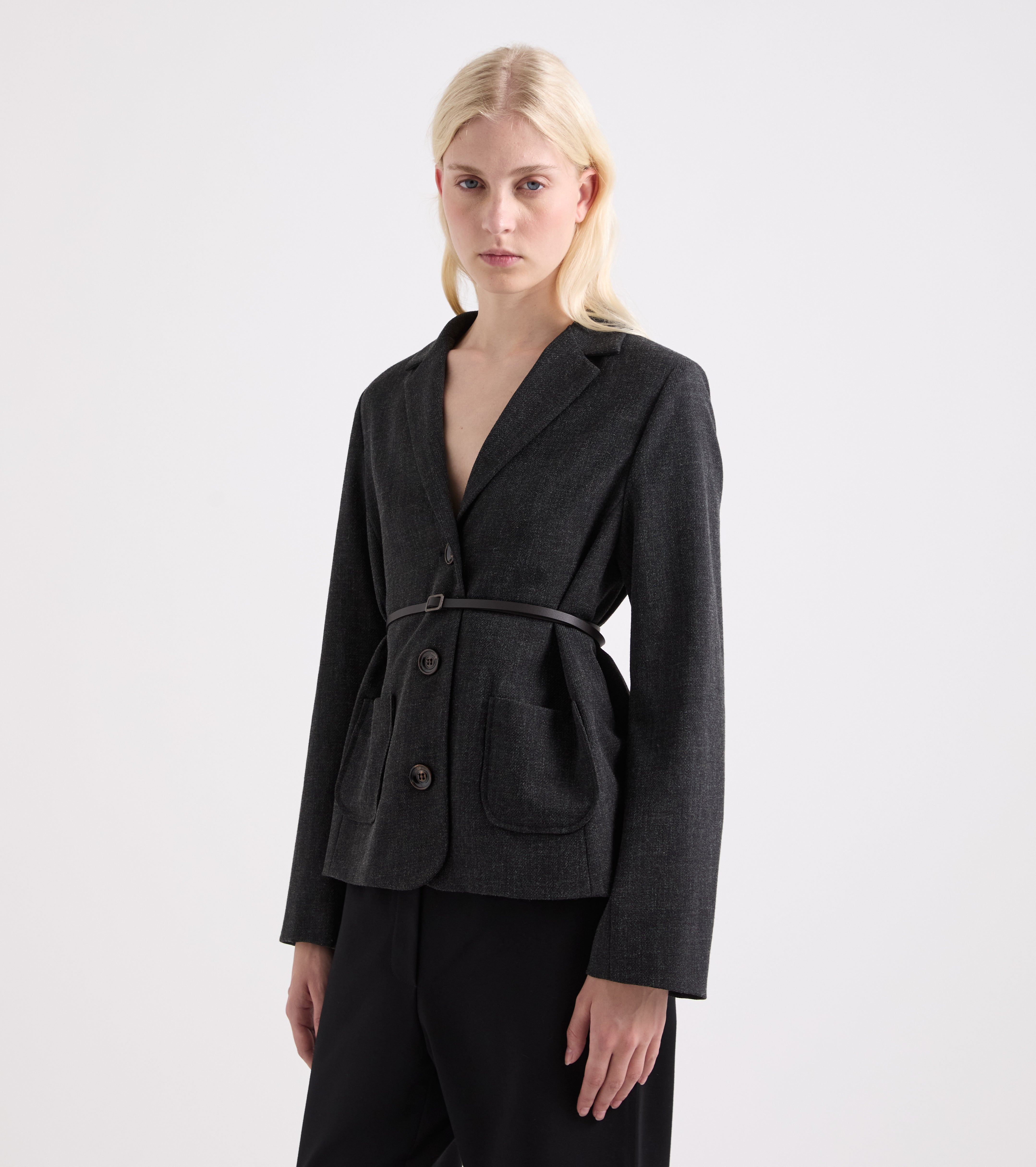 Blazer de viscosa elástica en gris jaspeado