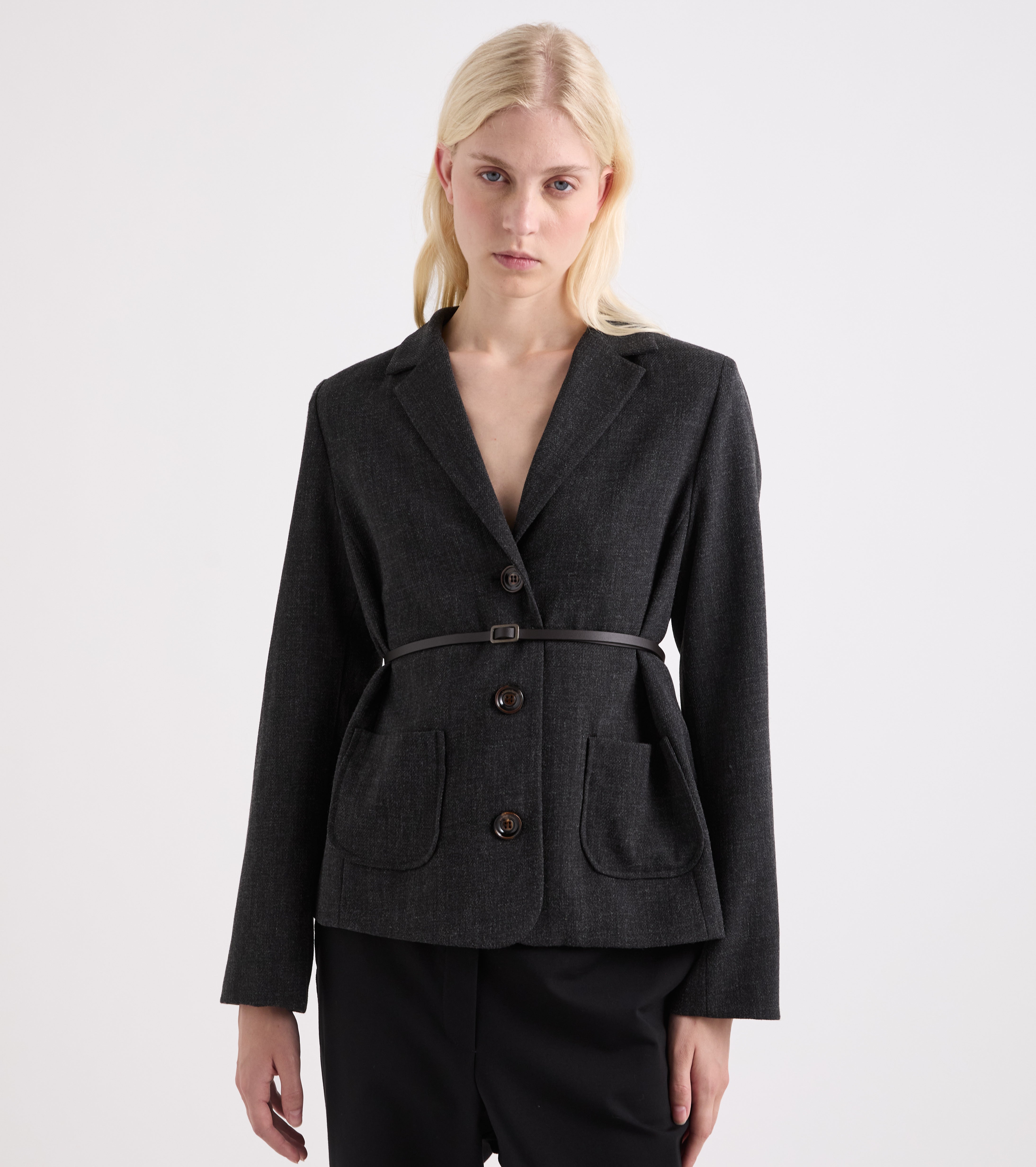 Blazer de viscosa elástica en gris jaspeado