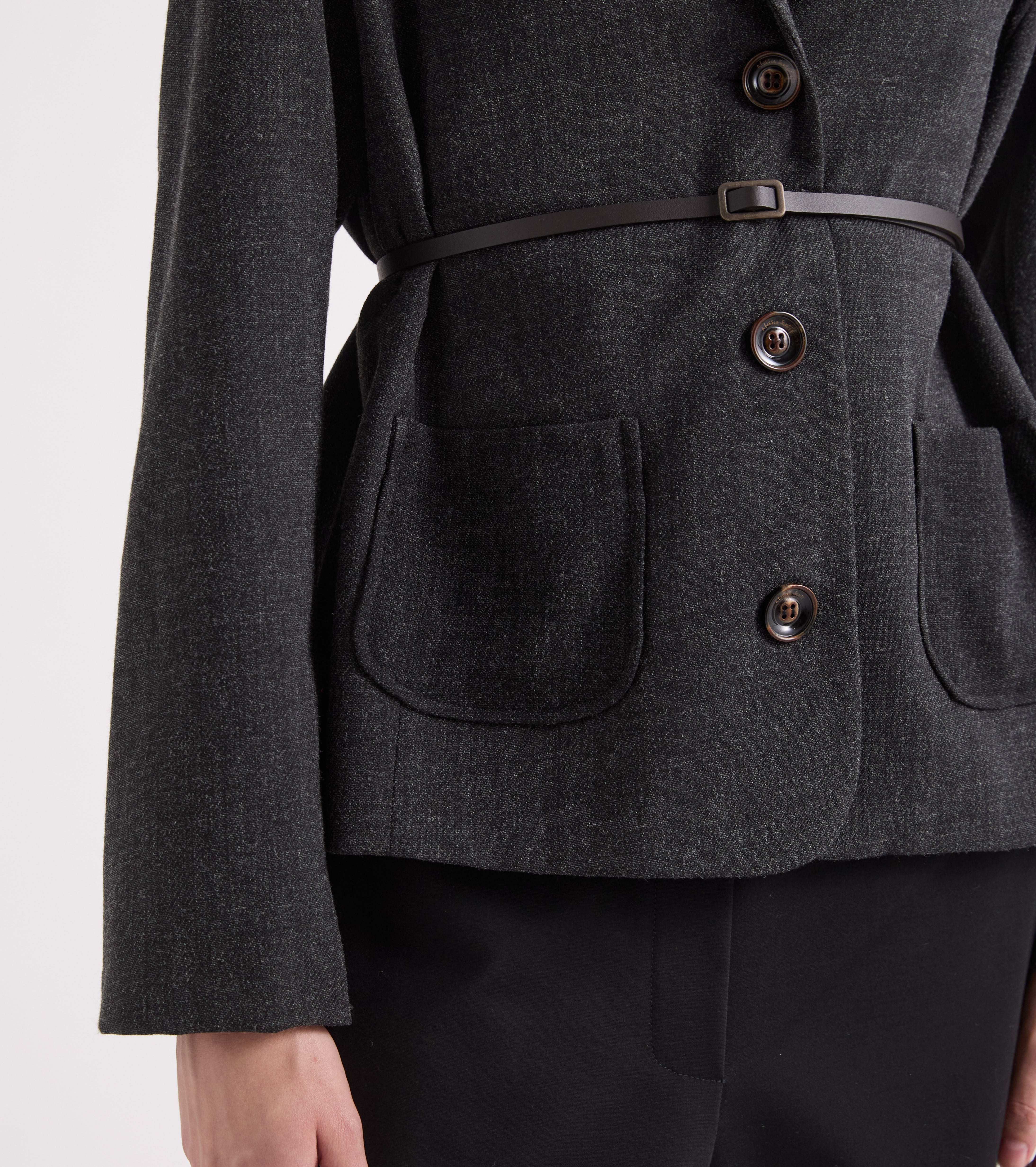 Blazer i grå meleret stretch-viskose
