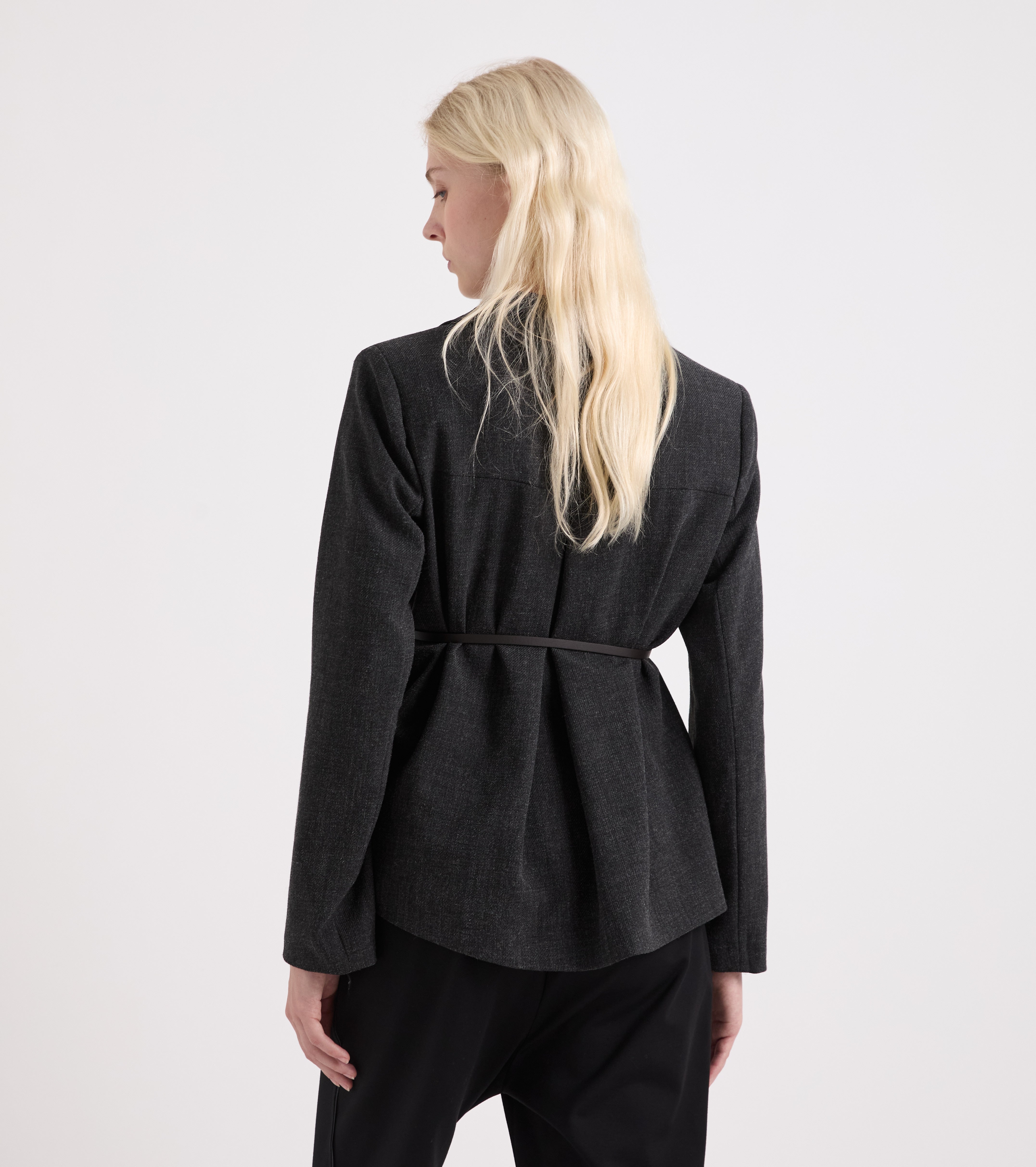 Blazer i grå meleret stretch-viskose