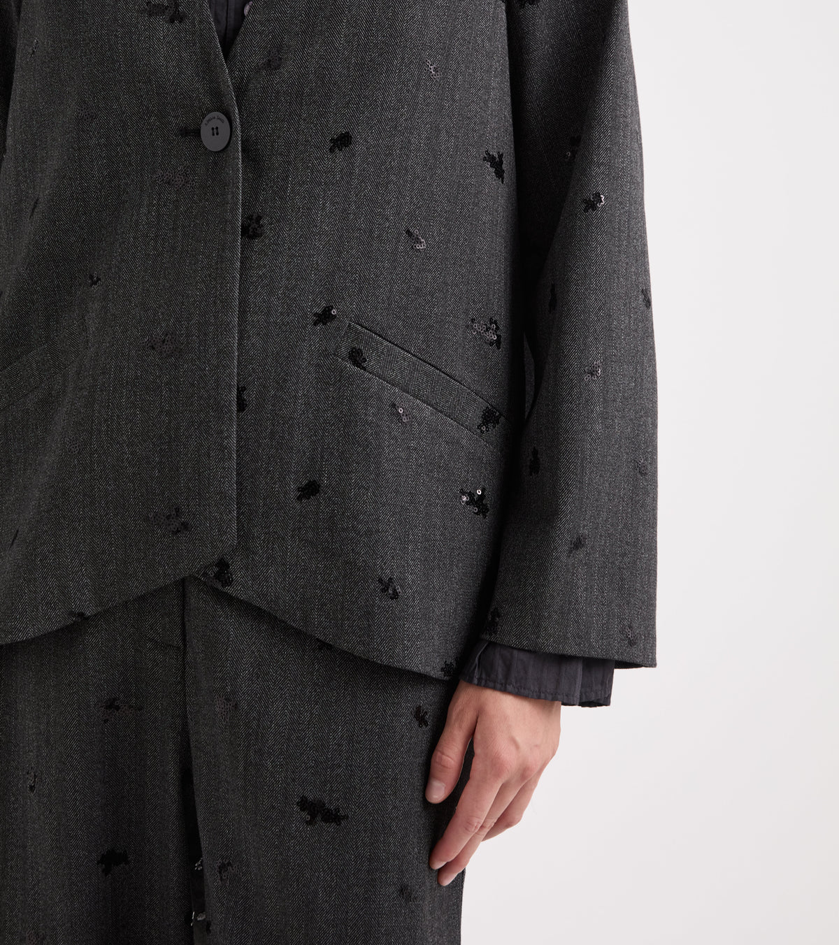 Giacca stretch con scollo a V grigiia
