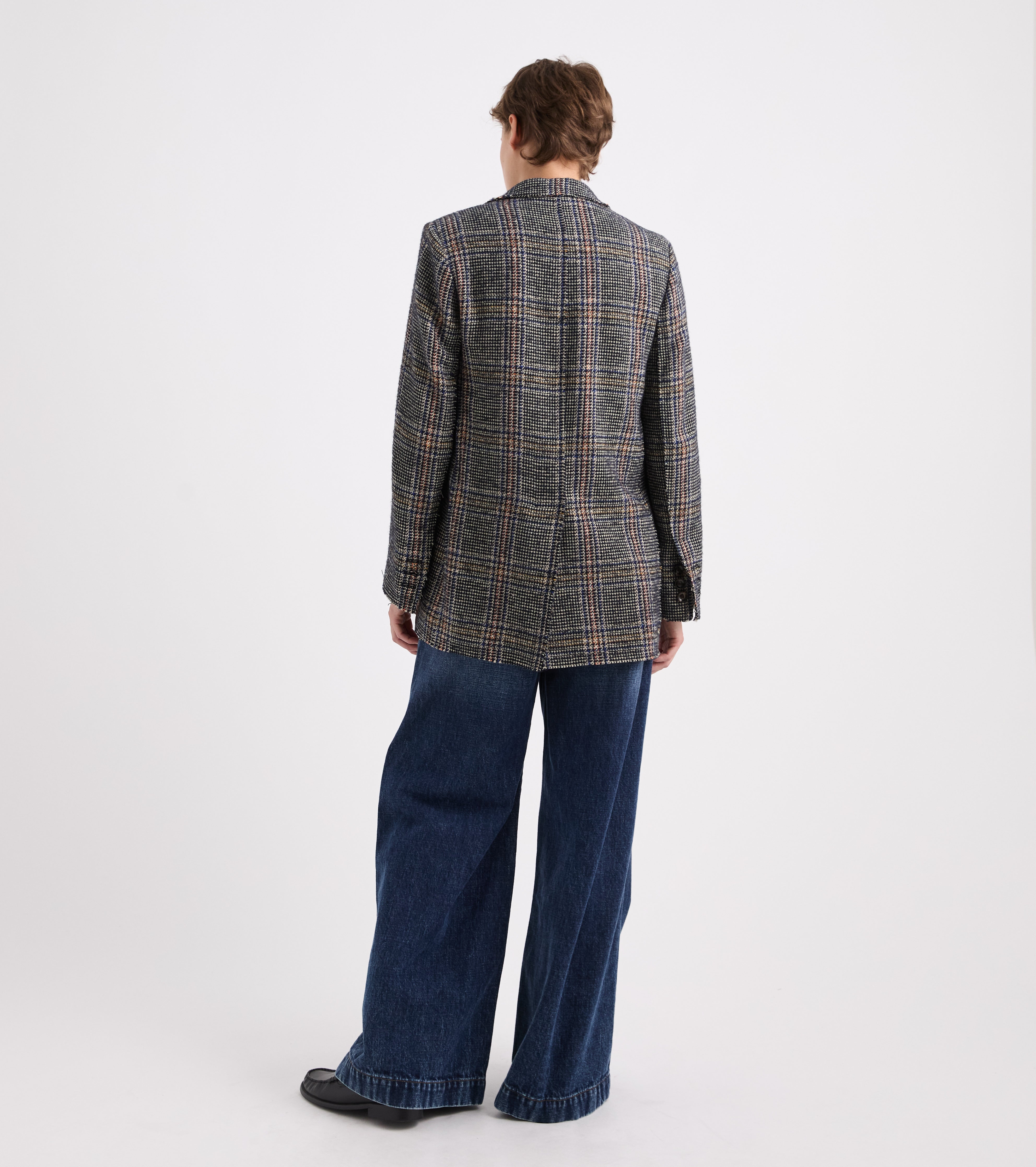 Blazer monopetto a quadri grigiia