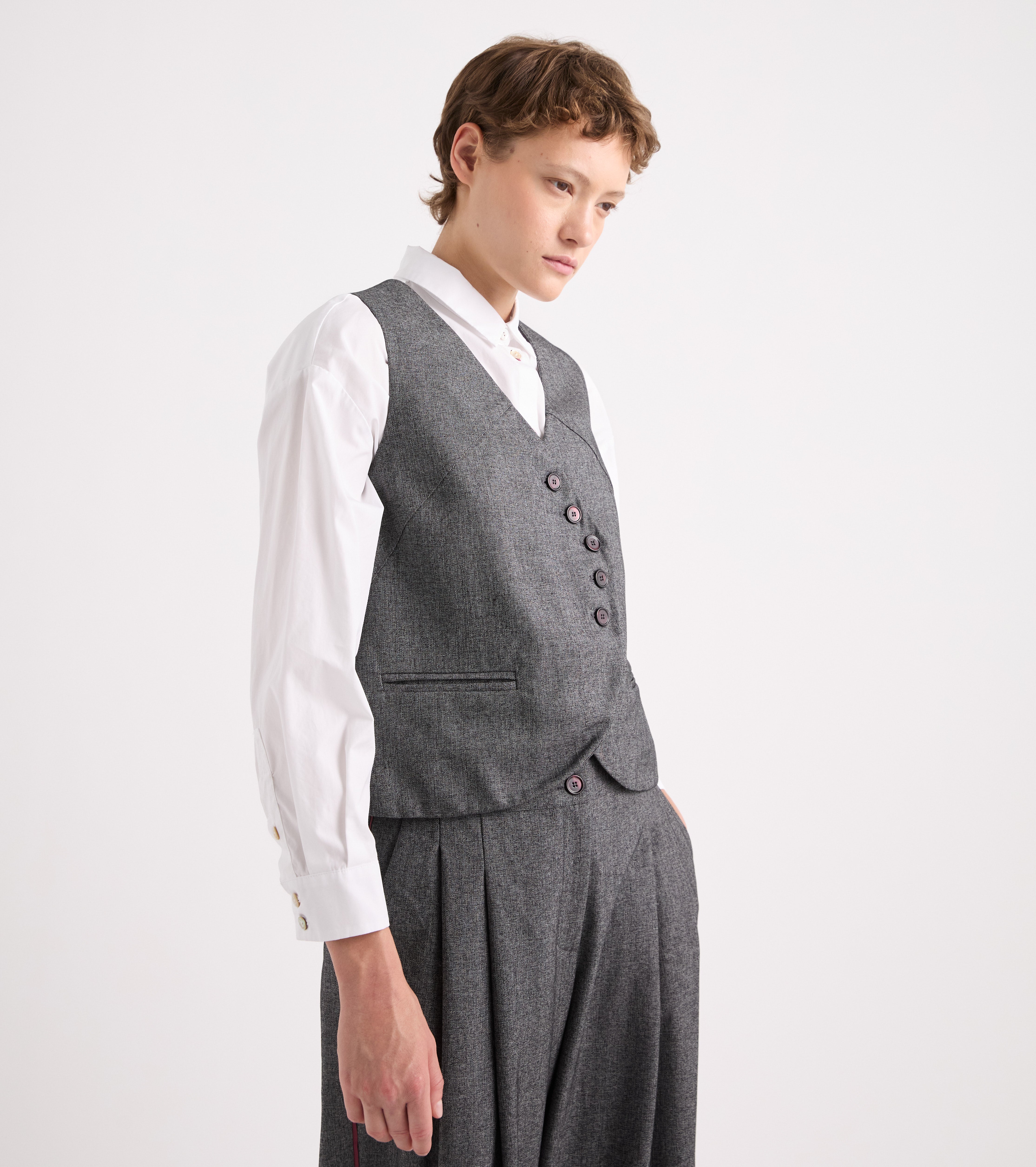 Gilet stretch con scollo a V bordeaux