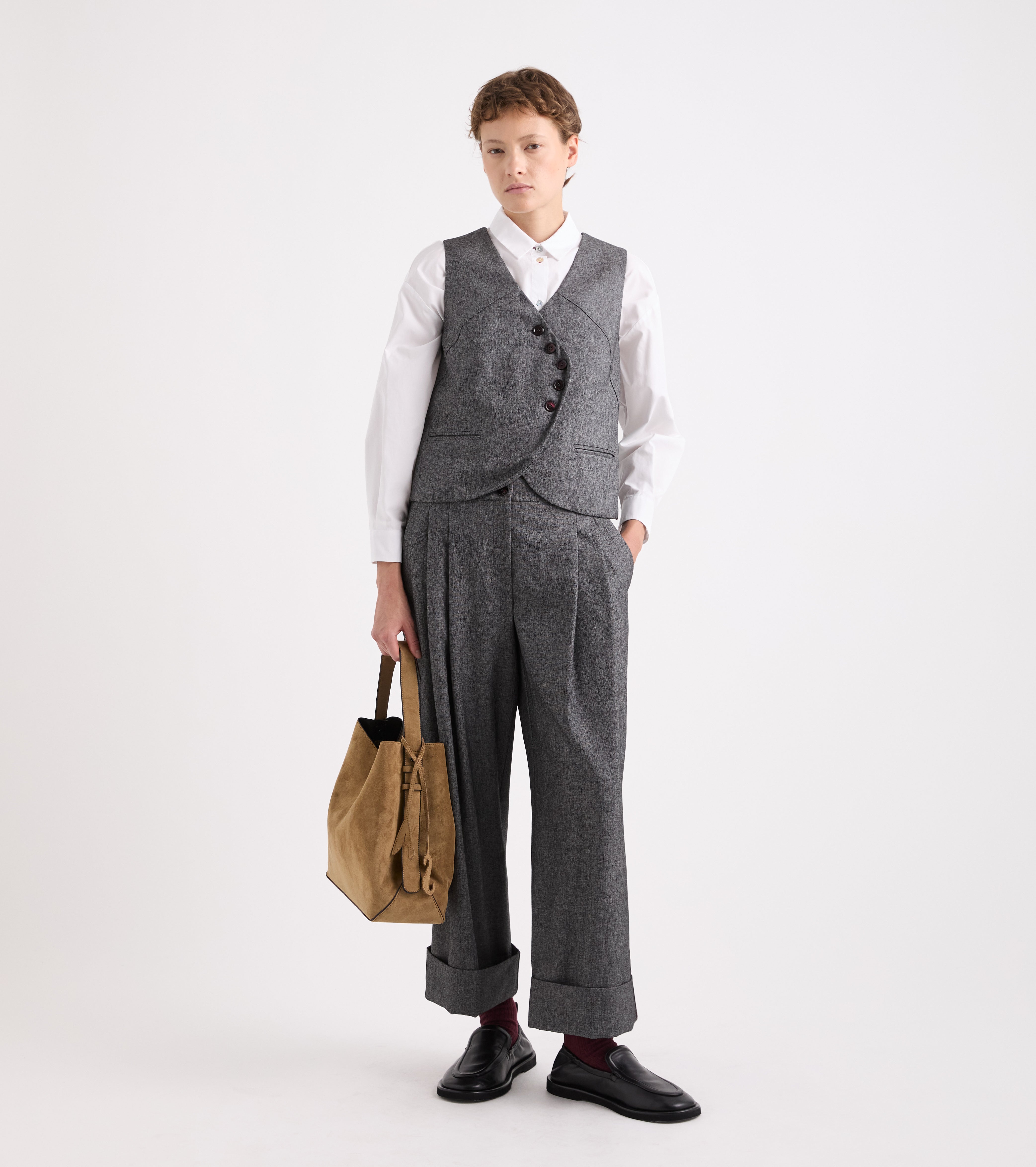 Gilet stretch con scollo a V bordeaux