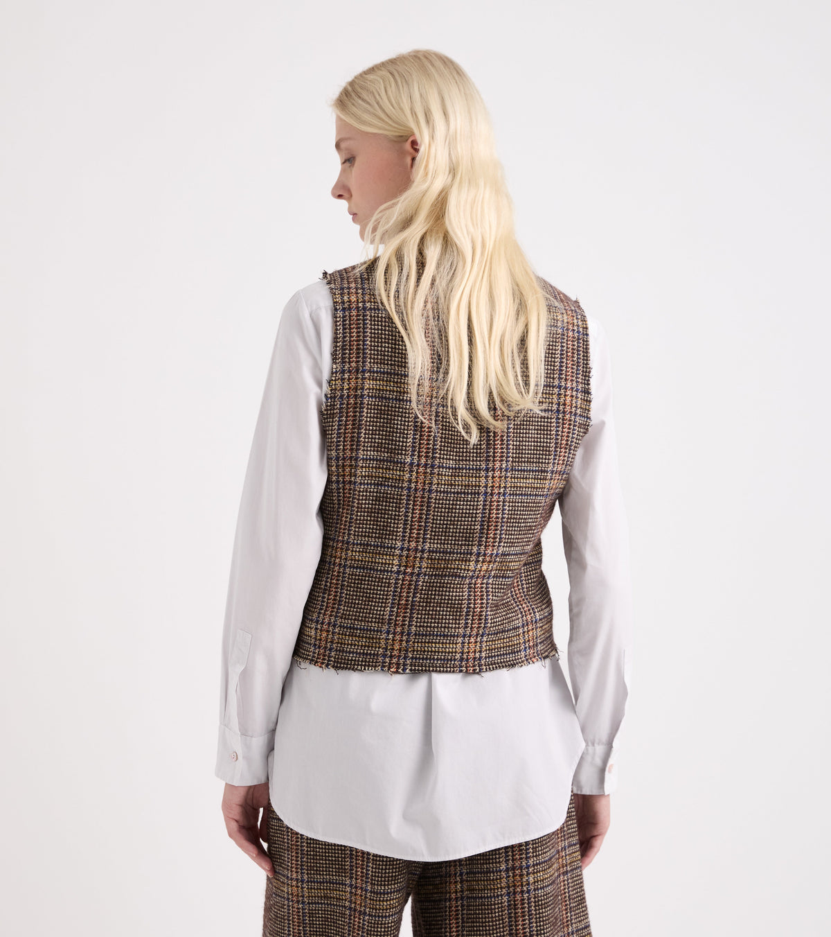 Gilet check con scollo a V bordeaux