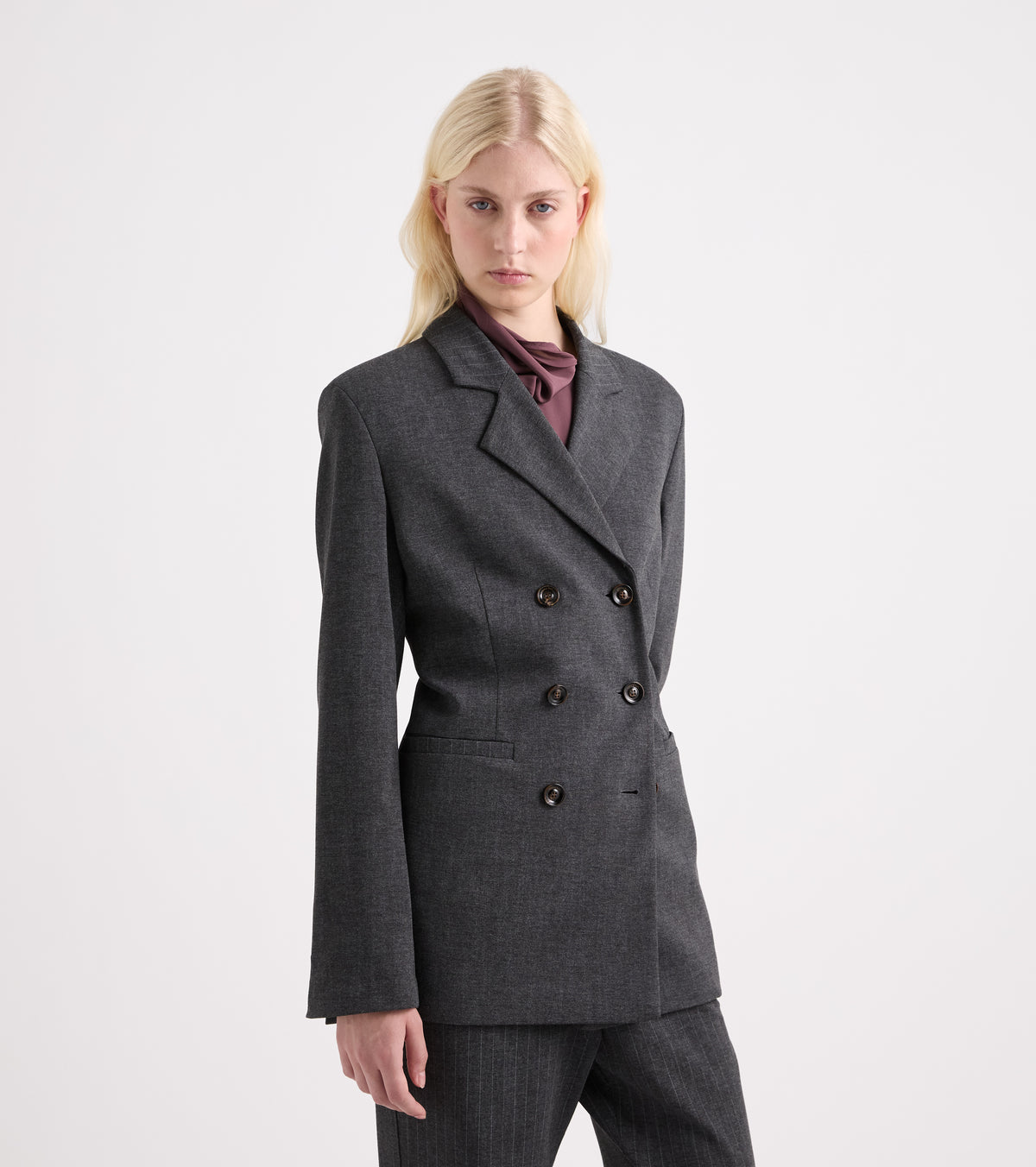 Grey marl stretch viscose blazer