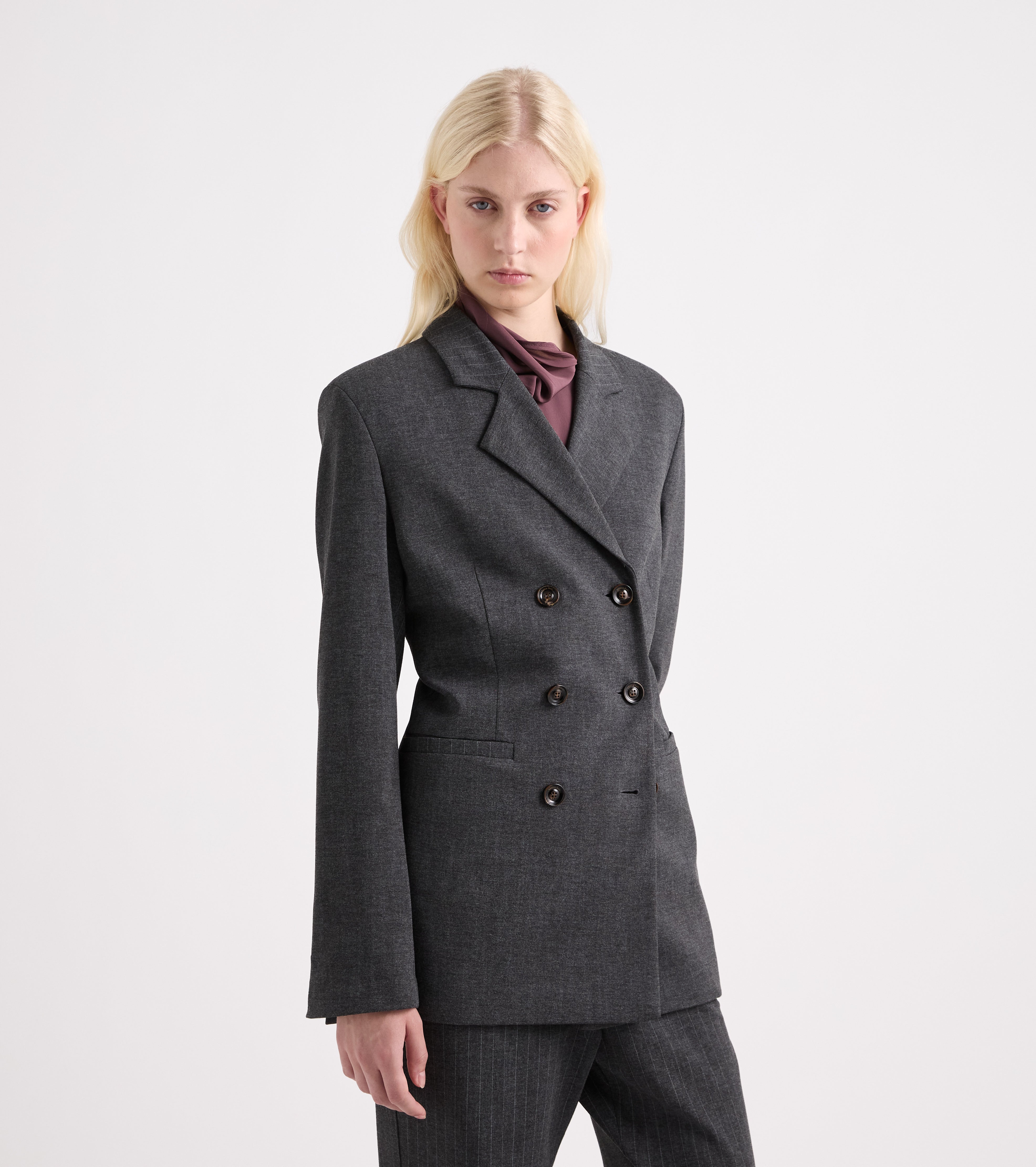 Grey marl stretch viscose blazer