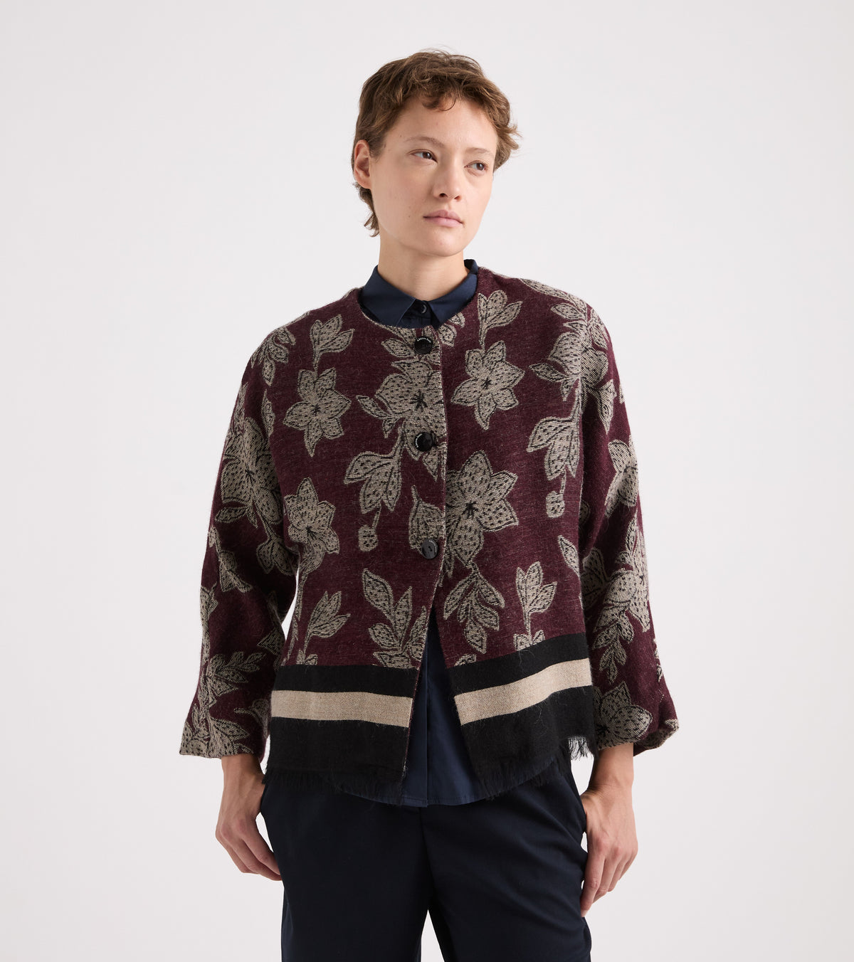 Giacca jacquard con bottoni blue