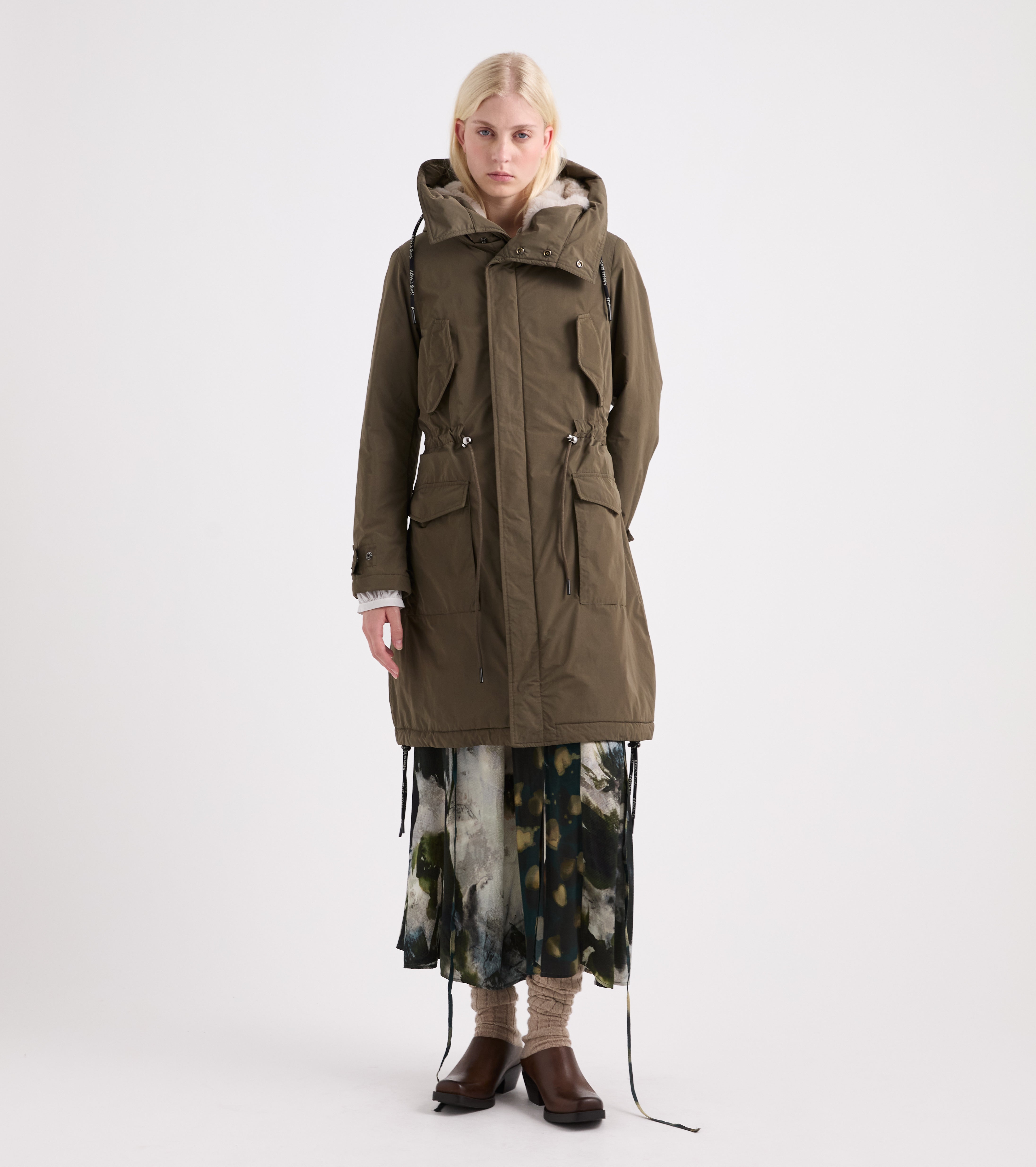 Parka in tessuto tecnico imbottito check