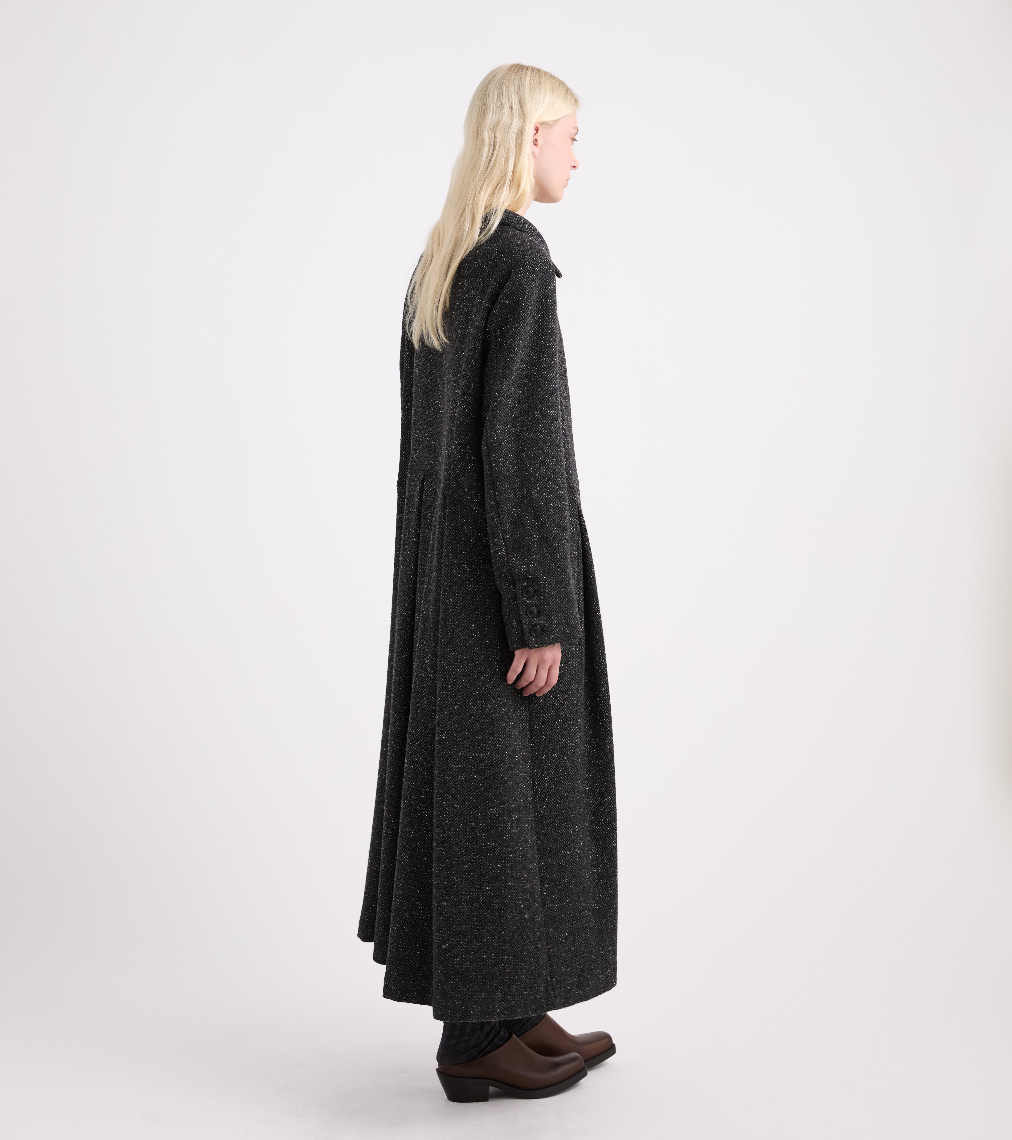 Cappotto con collo a camicia lavagna nero