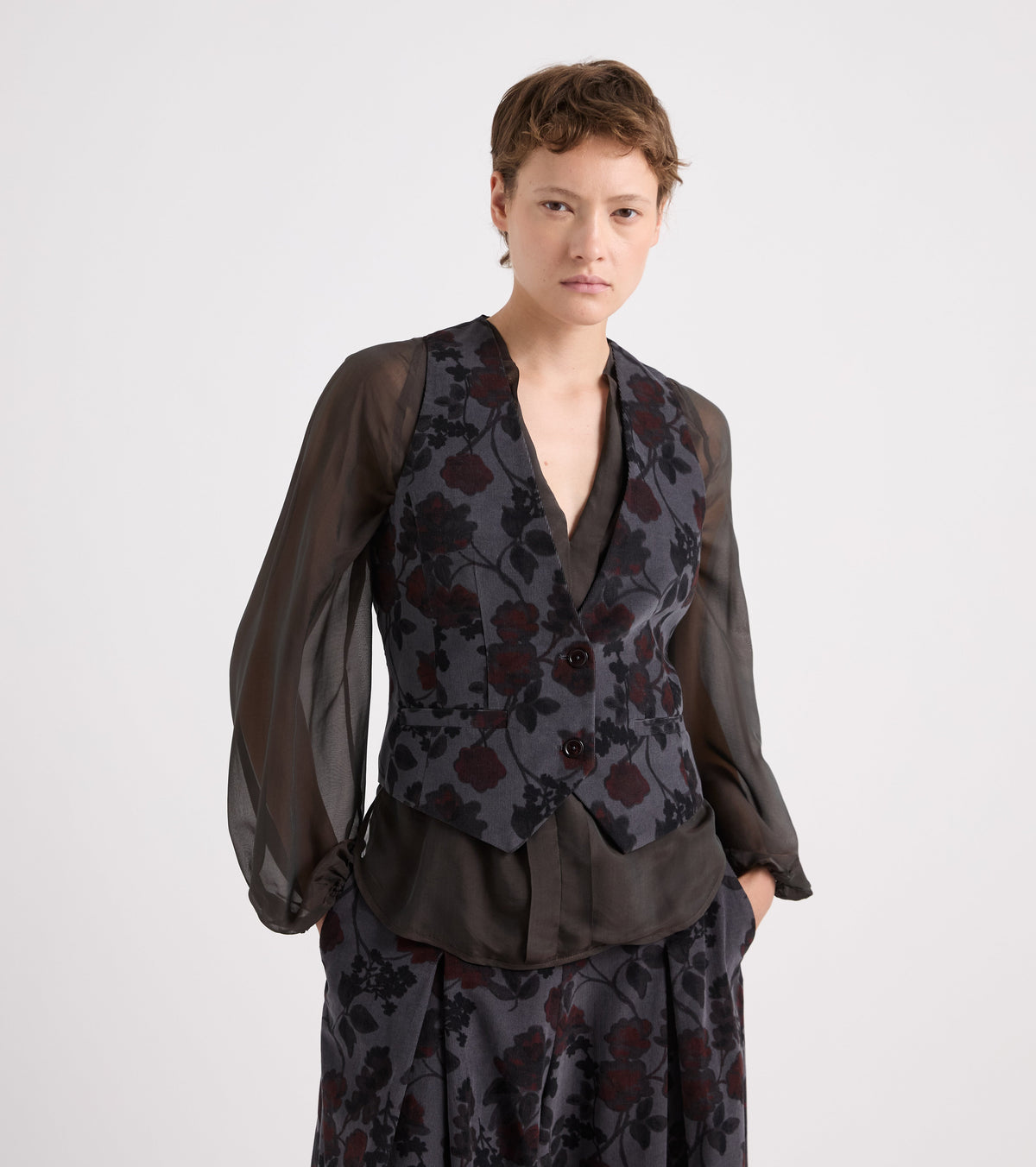 Gilet in cotone stampato nero