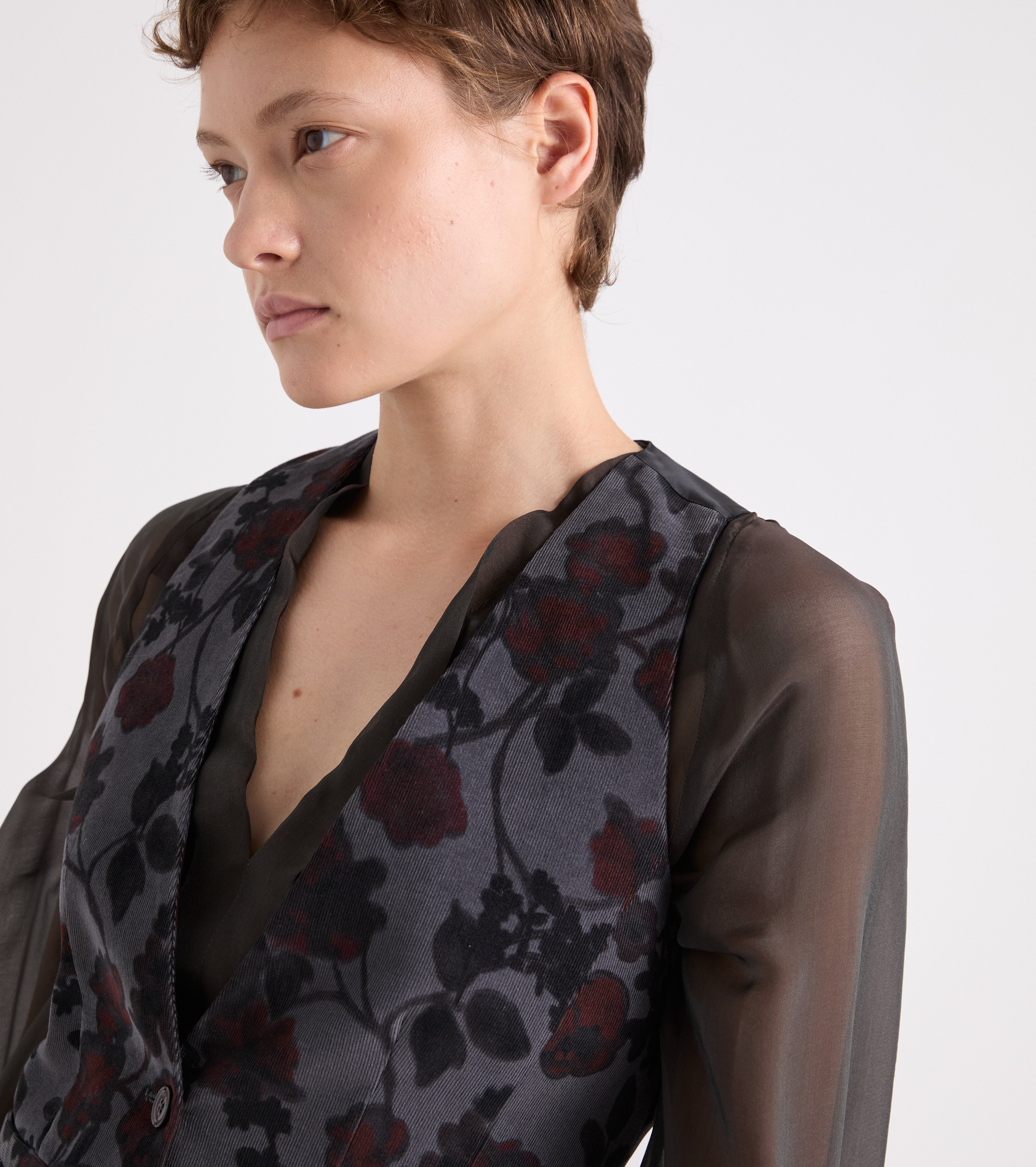 Gilet in cotone stampato nero