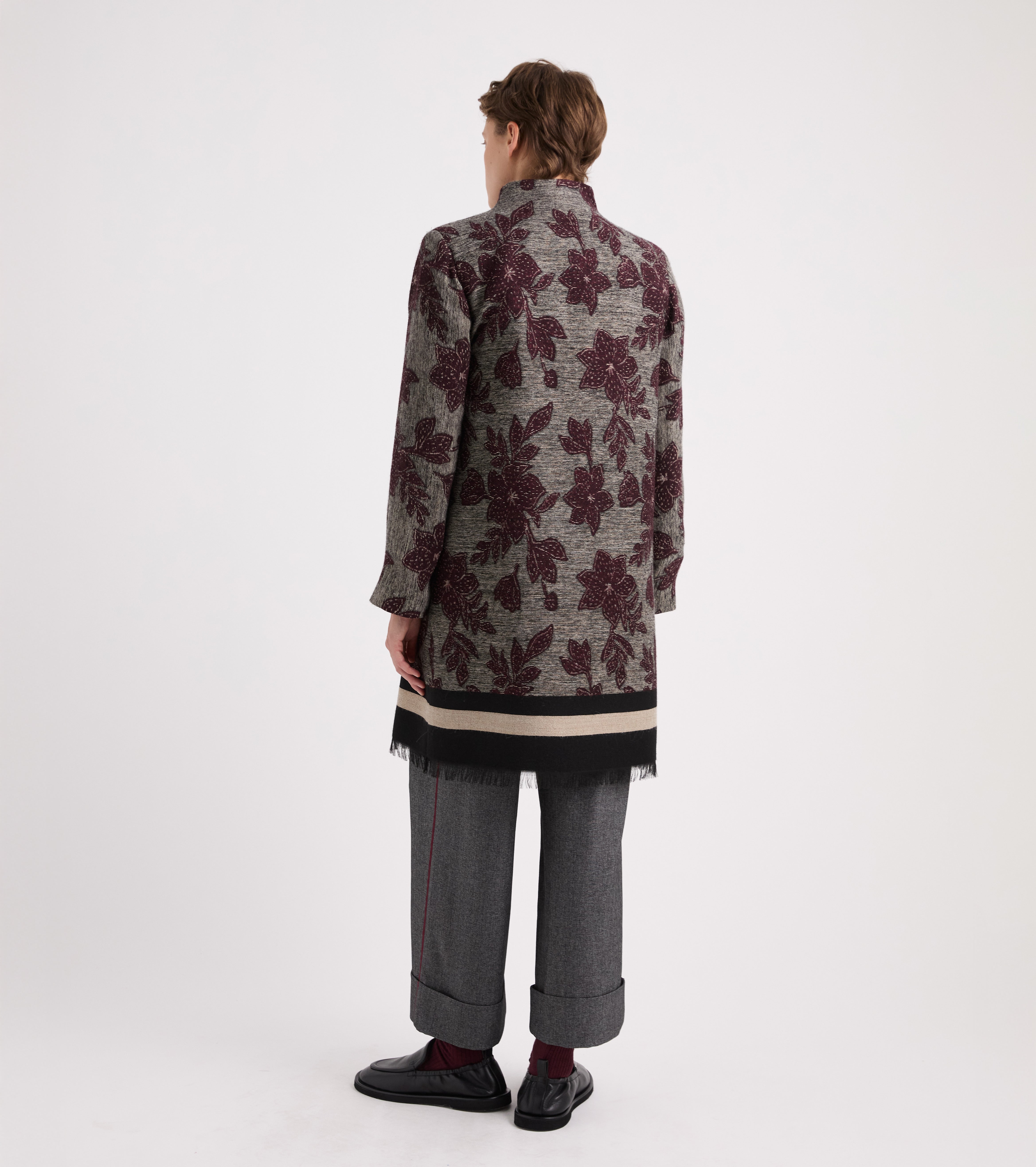 Cappotto jacquard con zip nero