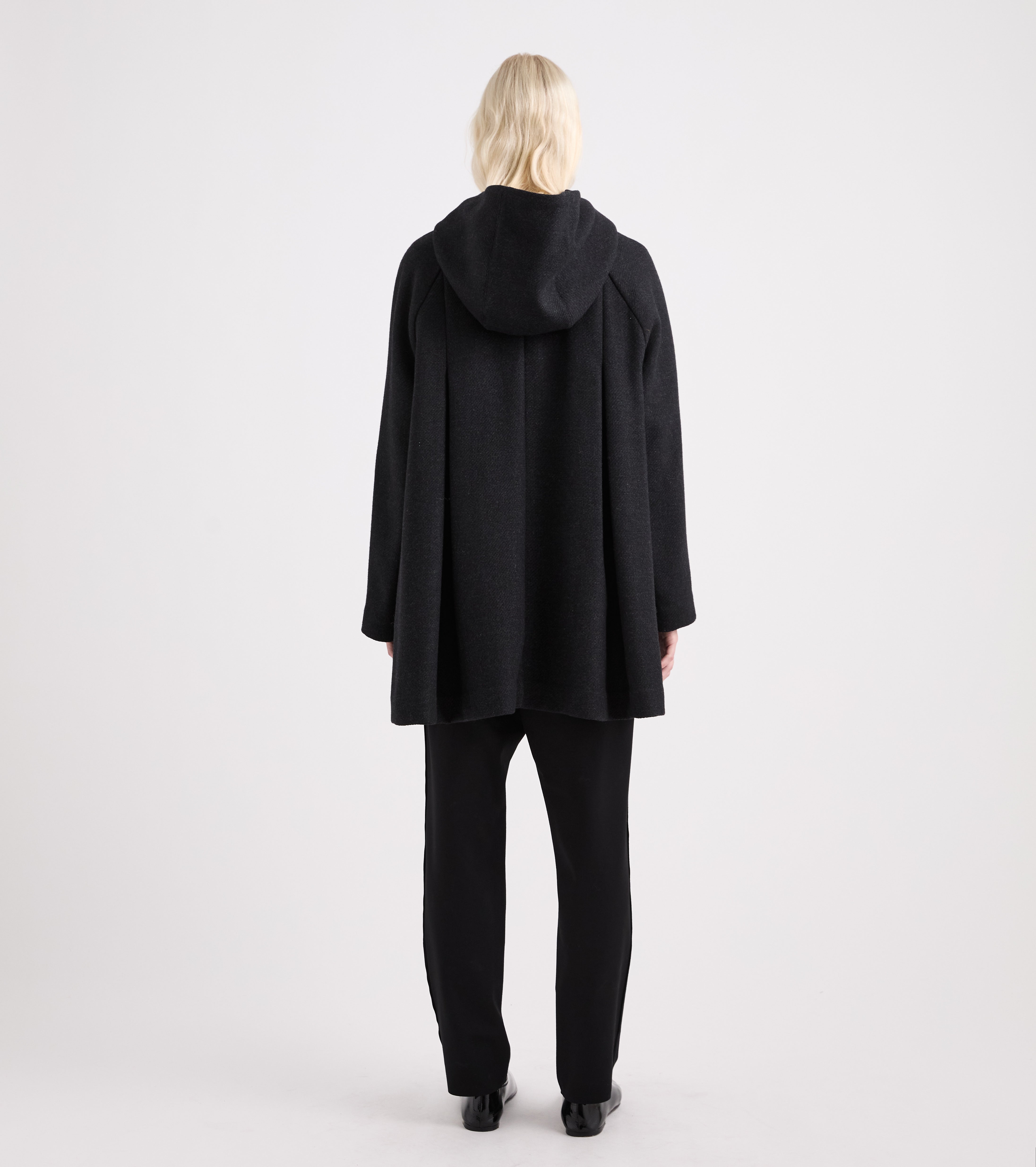 Cappotto in panno di misto lana nero
