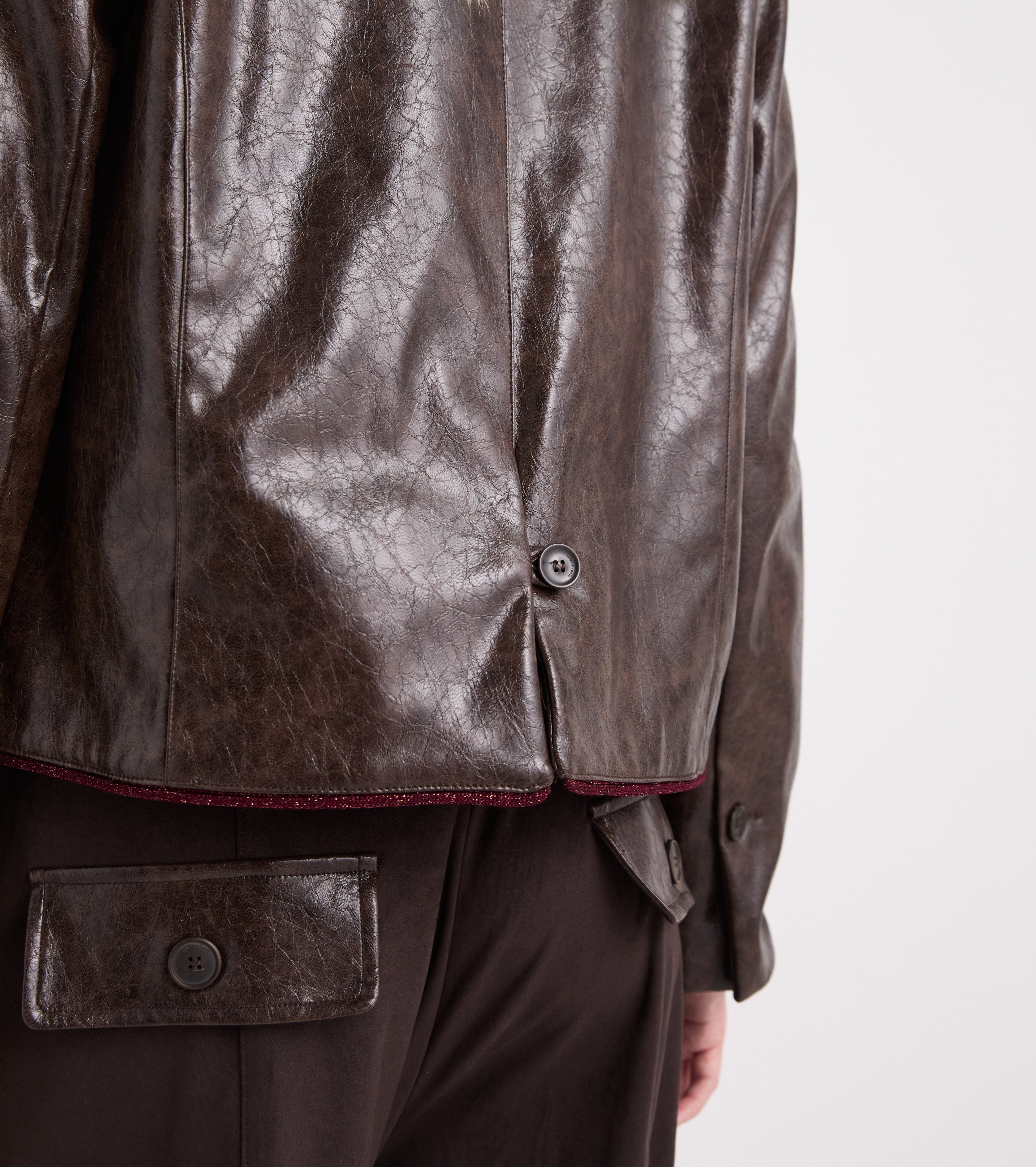 Blazer monopetto in similpelle nero