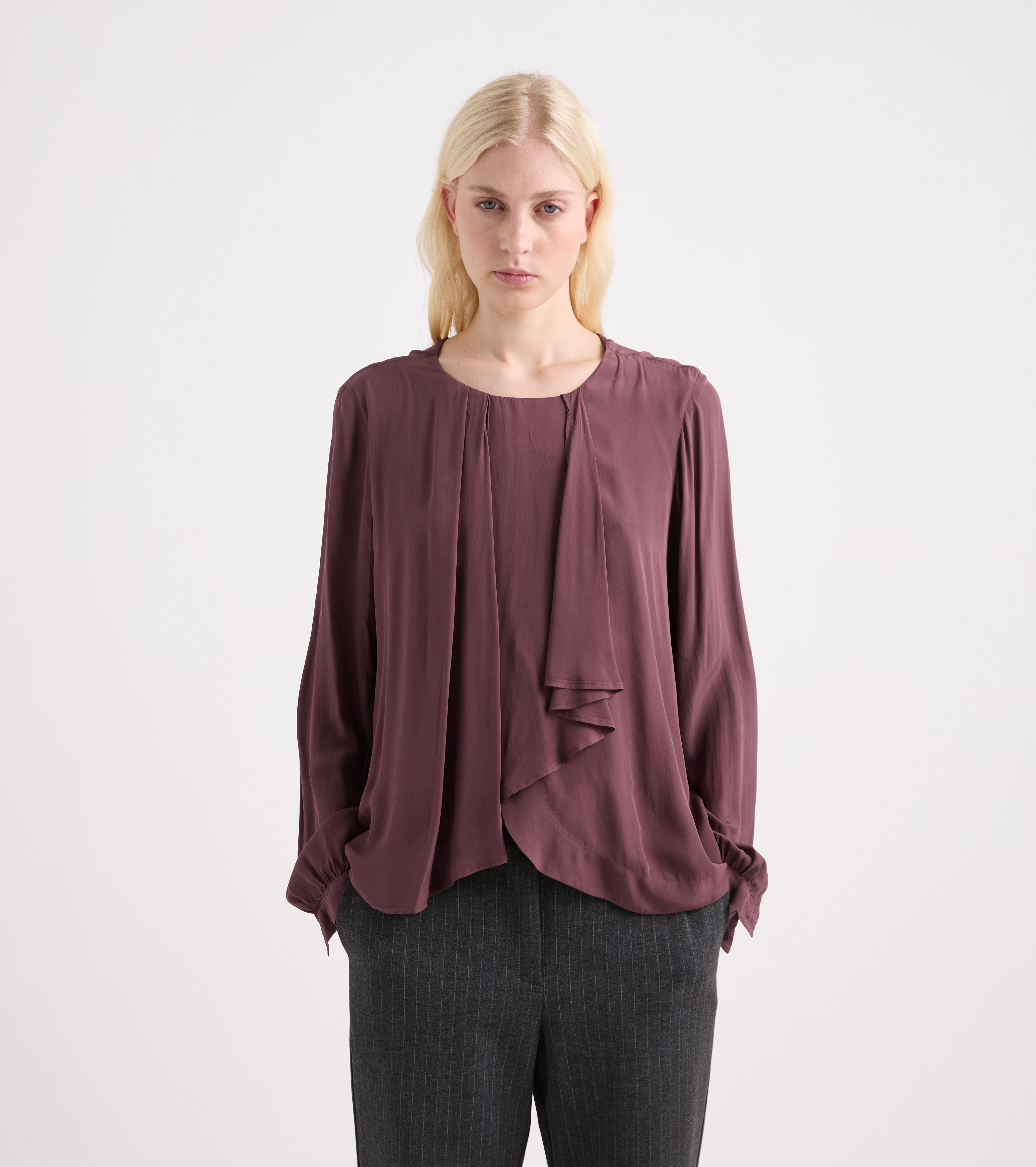 Blusa de viscosa con drapeado «succo»