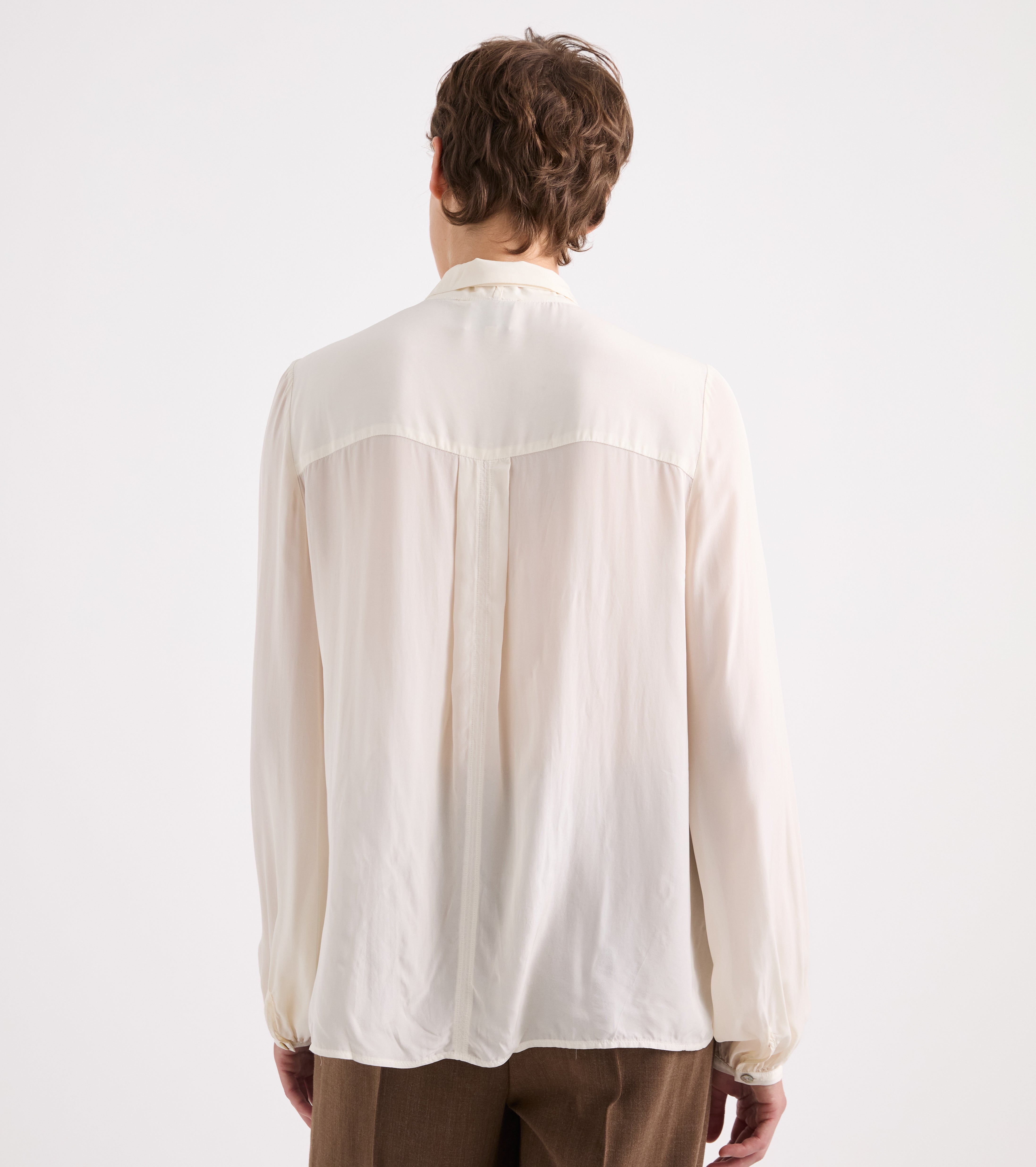 Camicia in viscosa con maniche lunghe papiro