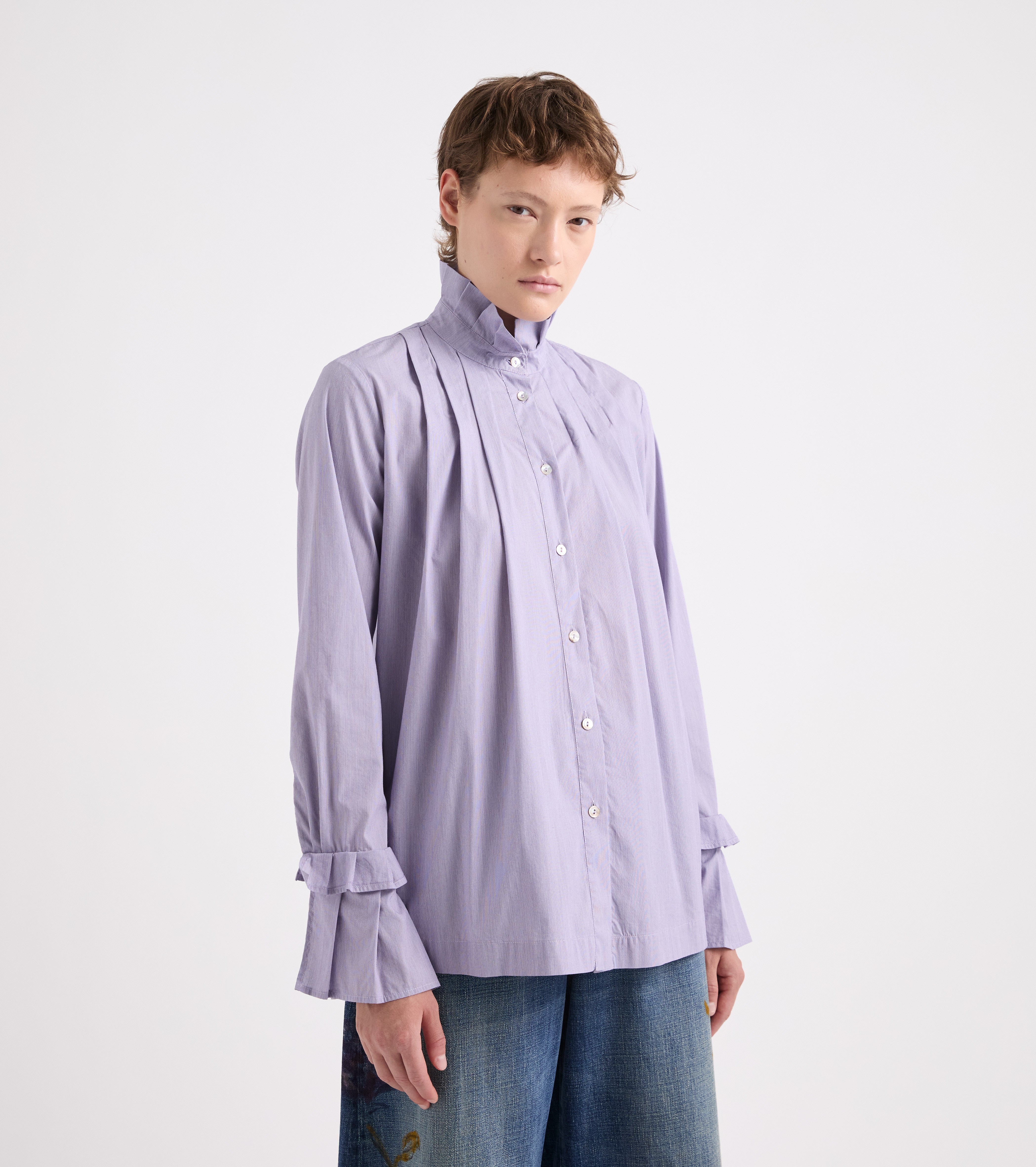 Camicia stretch con collo alto