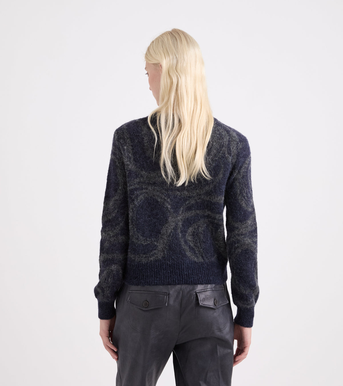 Maglia girocollo con stampa blu grigio
