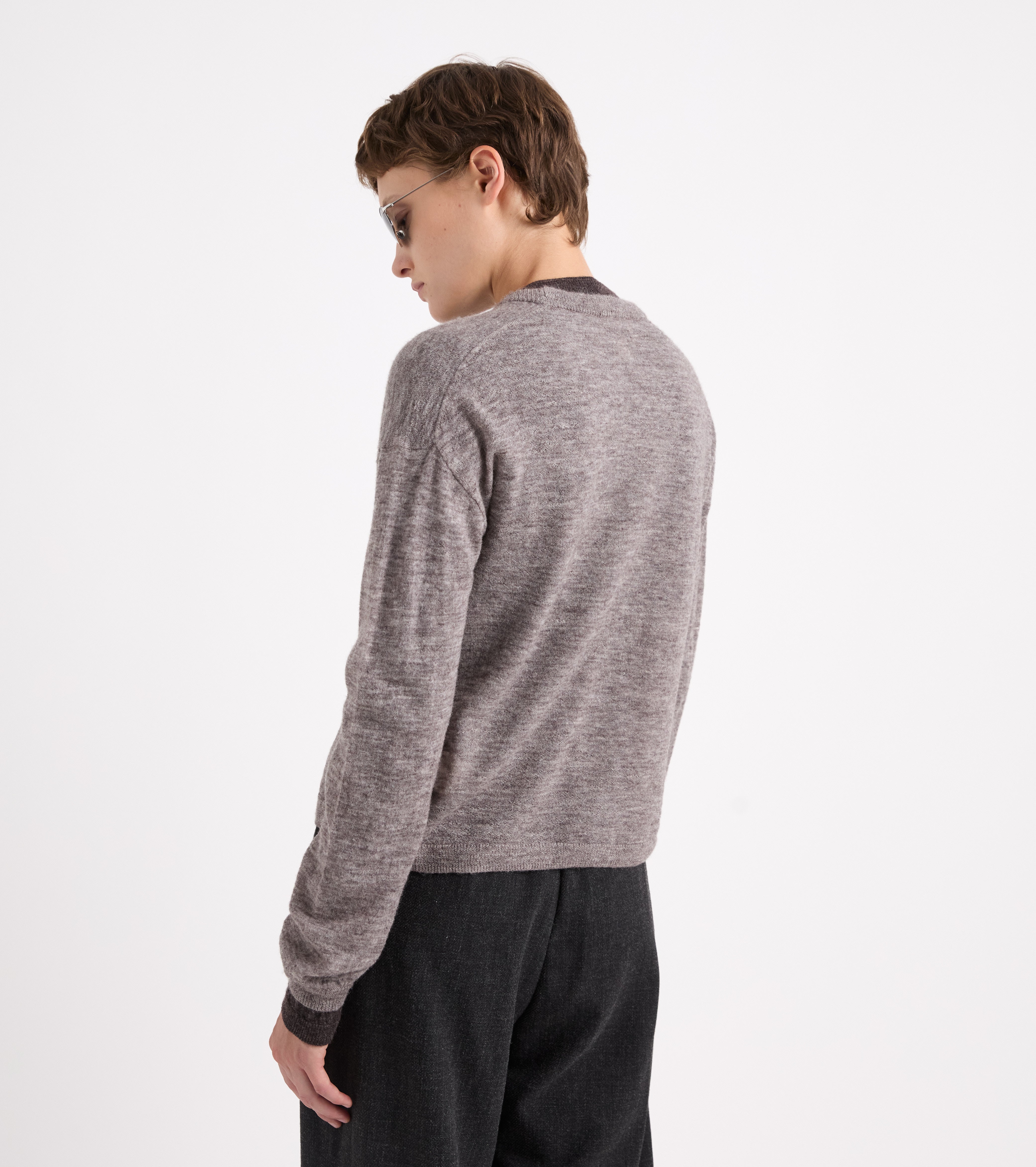 Cárdigan de punto con botones, gris jaspeado