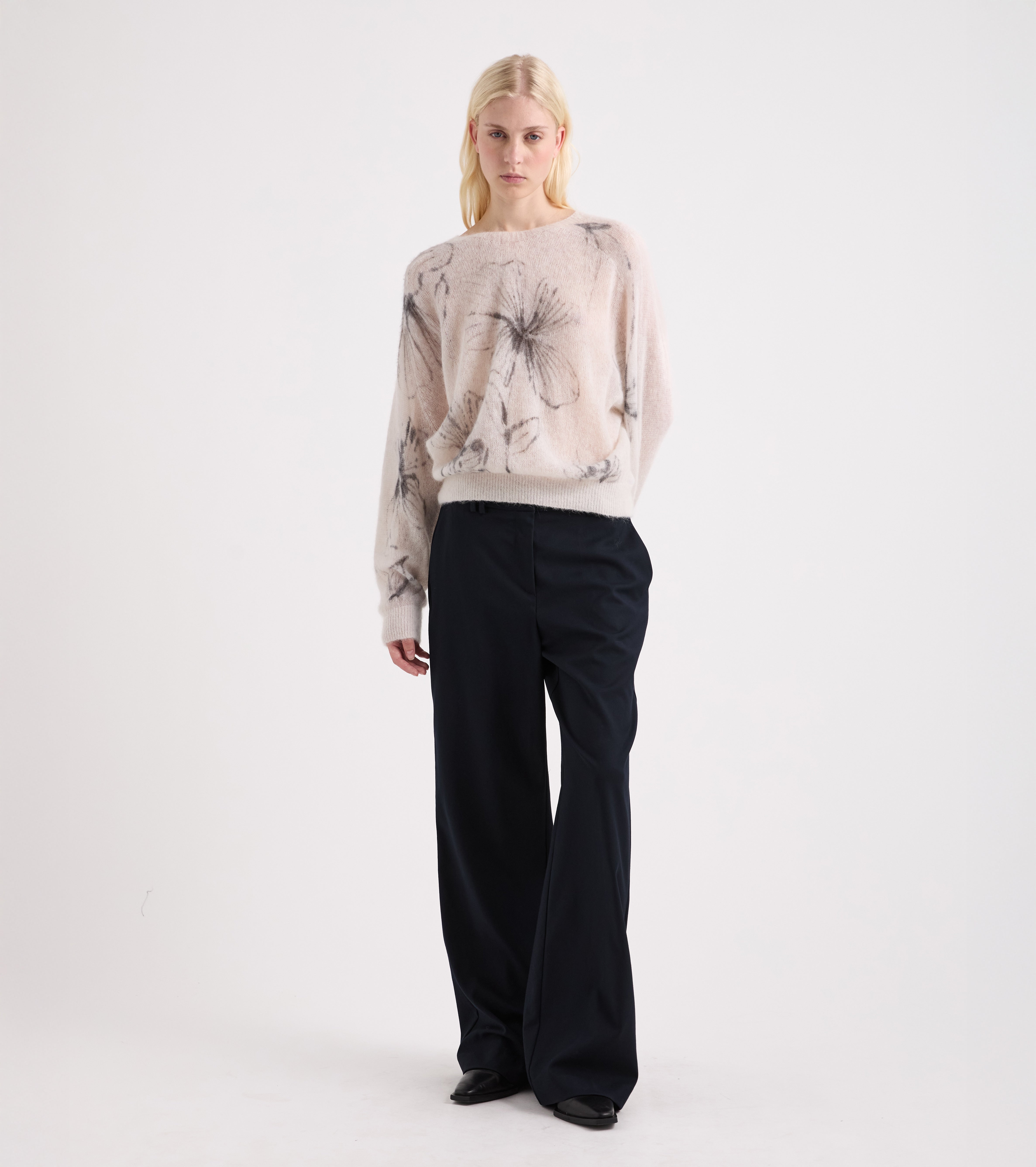 Maglia girocollo con stampa floreale blue