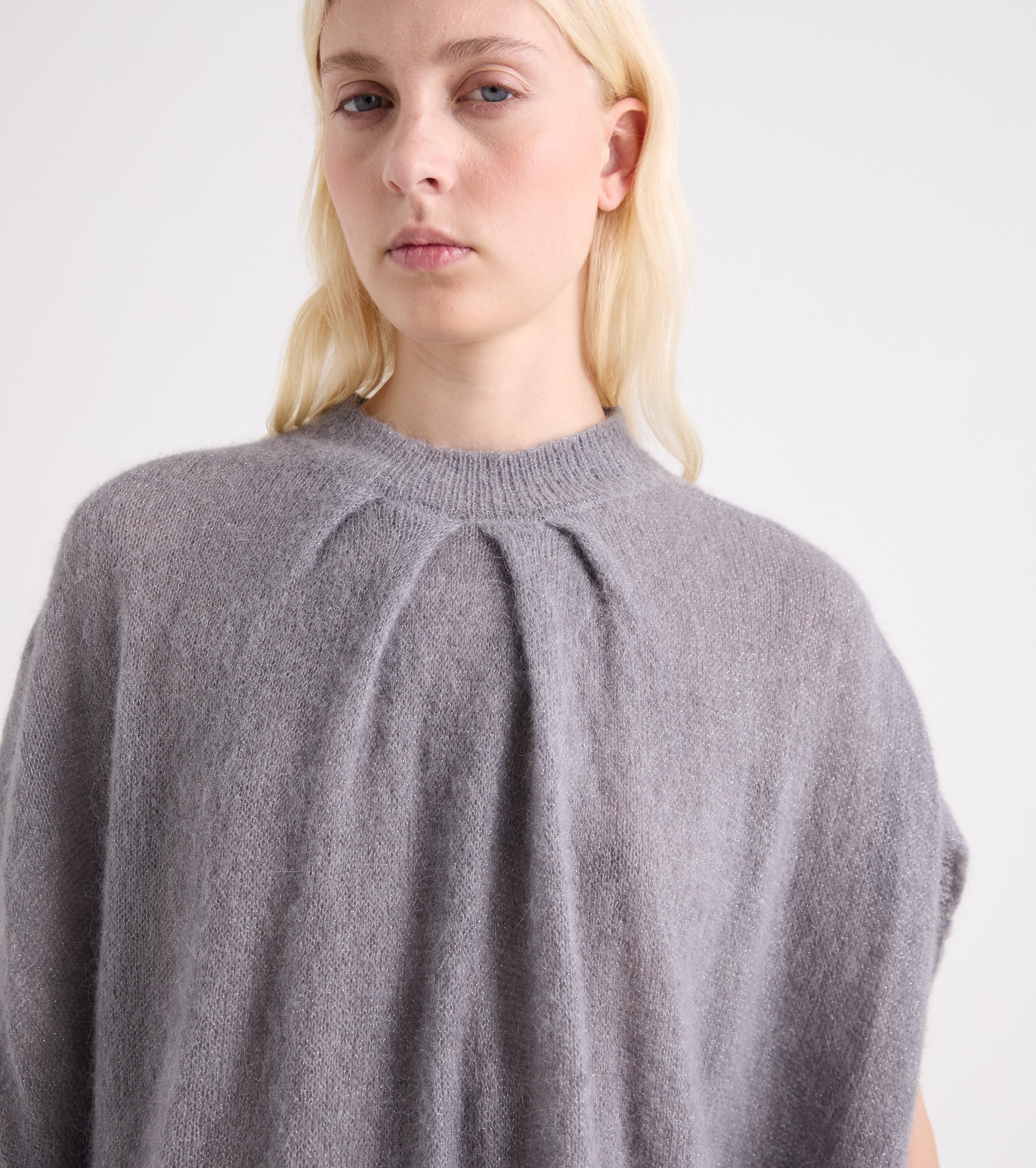 Jersey de mezcla de alpaca y lurex color hierro