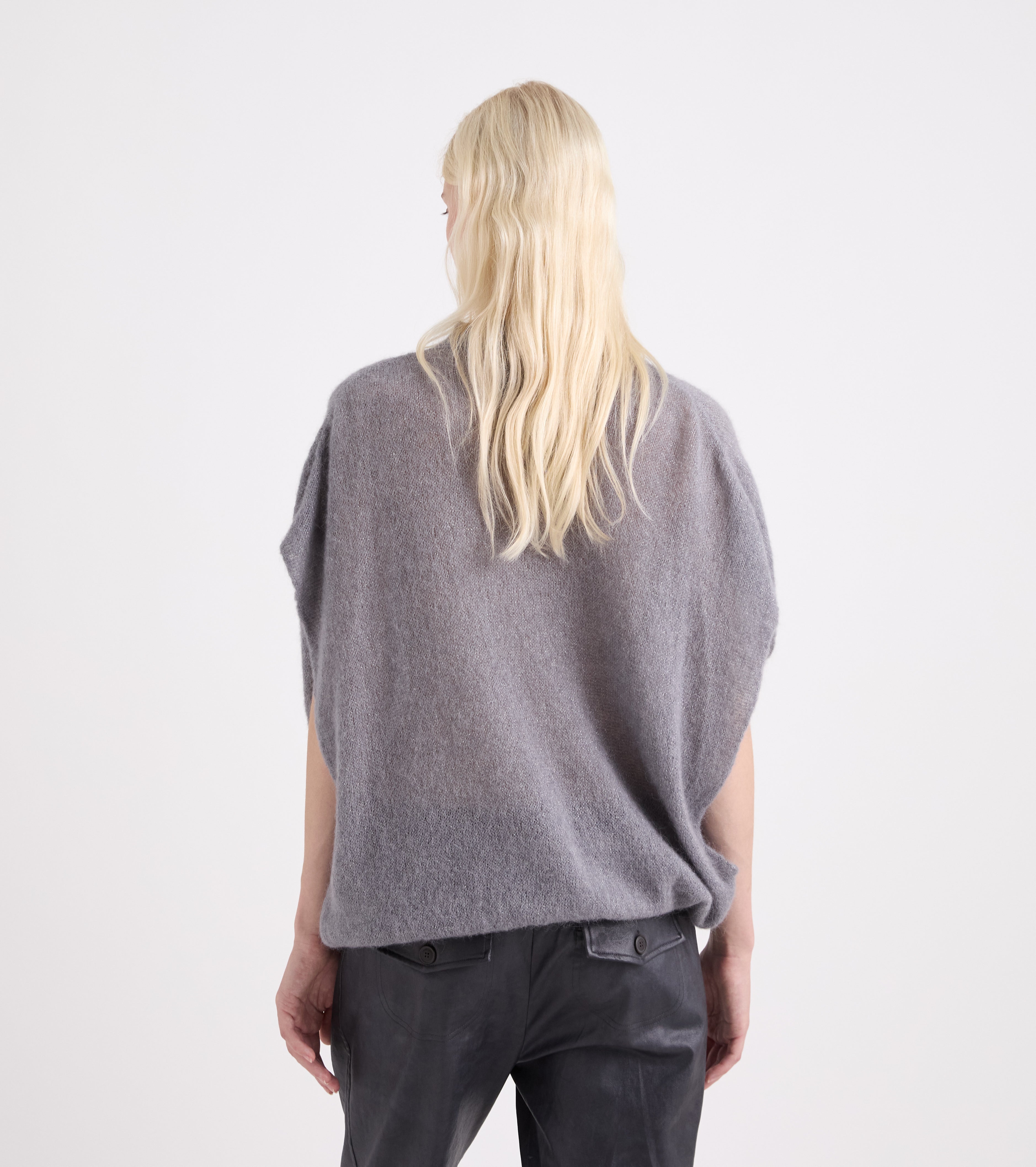 Jersey de mezcla de alpaca y lurex color hierro