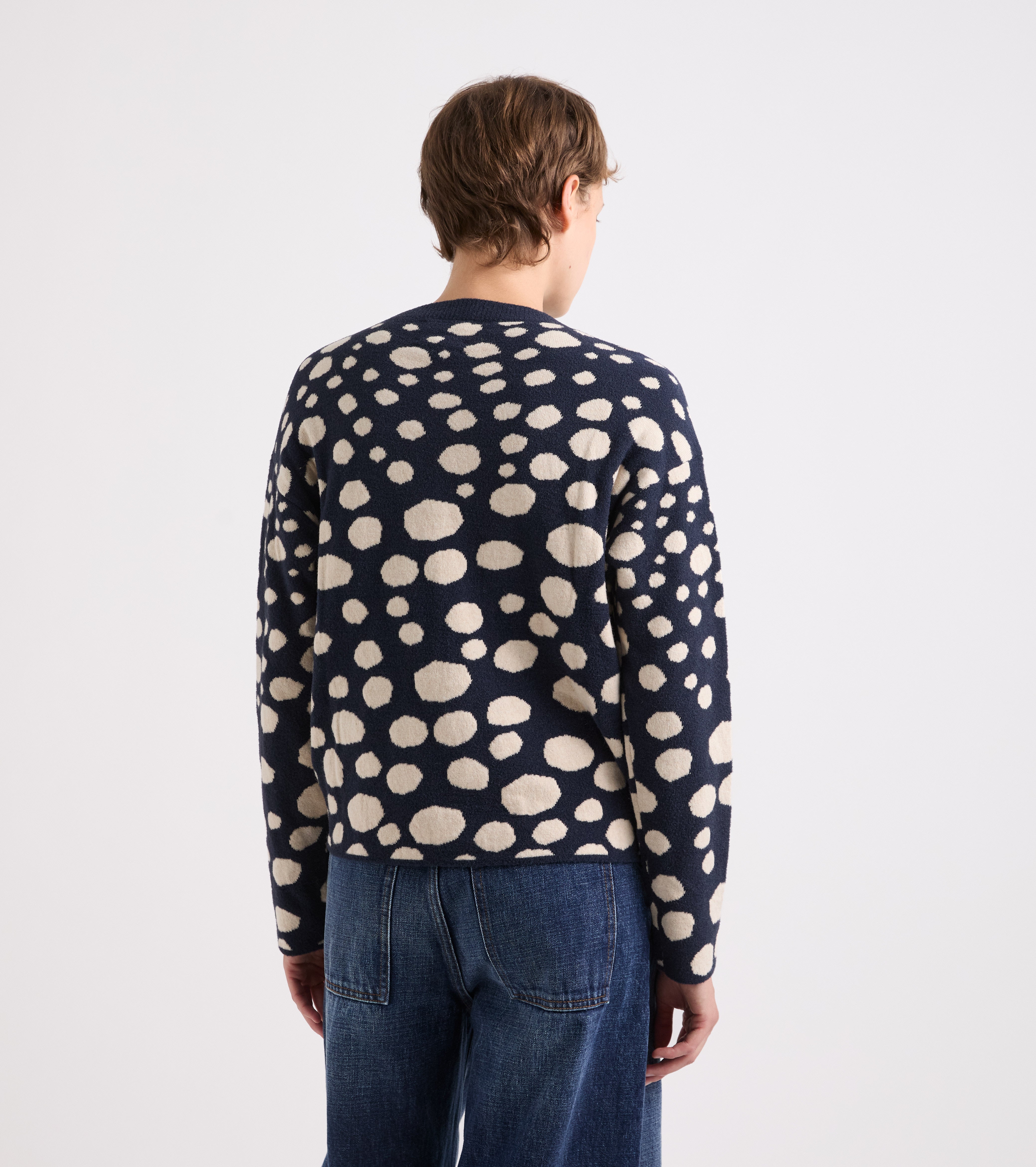 Maglia girocollo in misto lana jacquard
